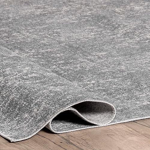 Miniatura 6 de nuLOOM Alfombra Elspeth Casual Faded lavable a máquina, 7 x 9, gris