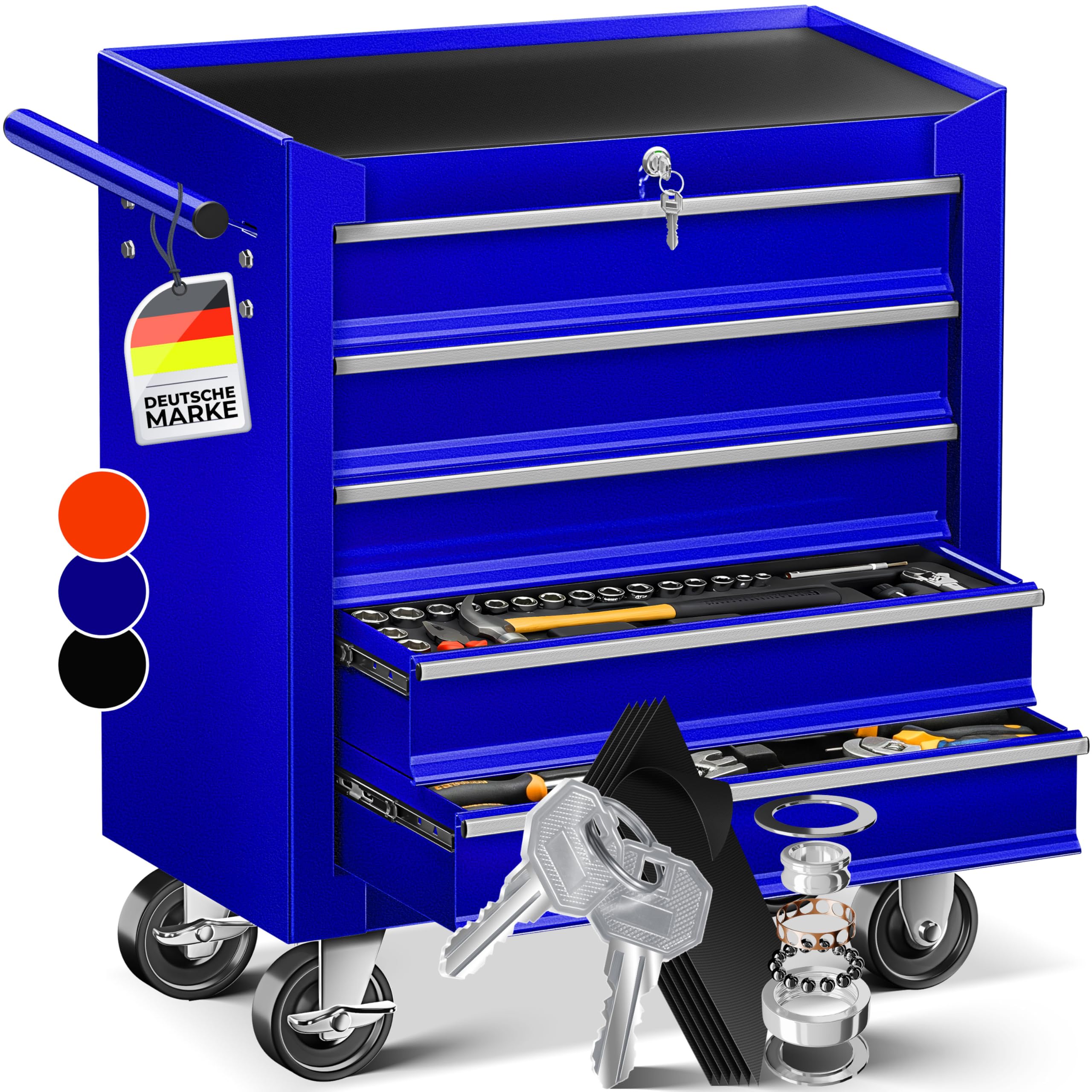 Masko® Carro de Taller con Ruedas, de Herramientas, Caja de Herramientas, 5 y 7 Compartimentos