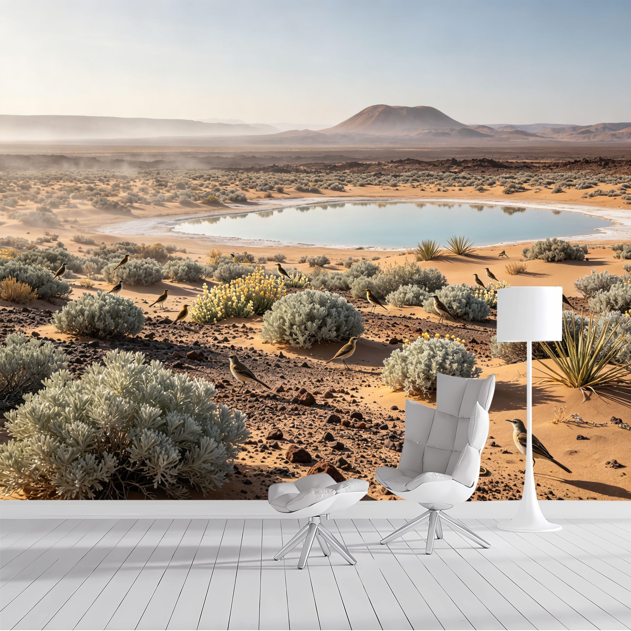 Custom Size Wall Mural Desert Oasis Birds Reptile Landscape Watercolor SelfAdhesive Wall Fabric Removable Peel and Stick Wallpaper Wall Decor for Living Room Bedroom Bathroom
