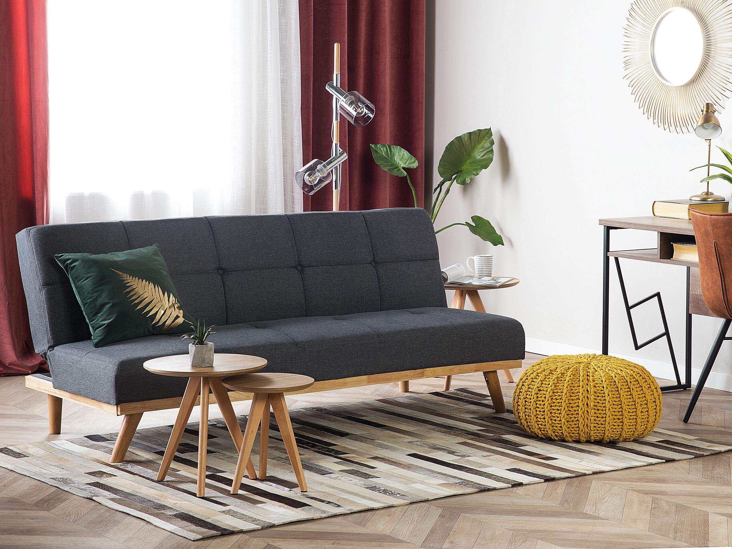 Schlafsofa Polsterbezug in Dunkelgrau modernes Sofa mit Schlaffunktion Couch Froya