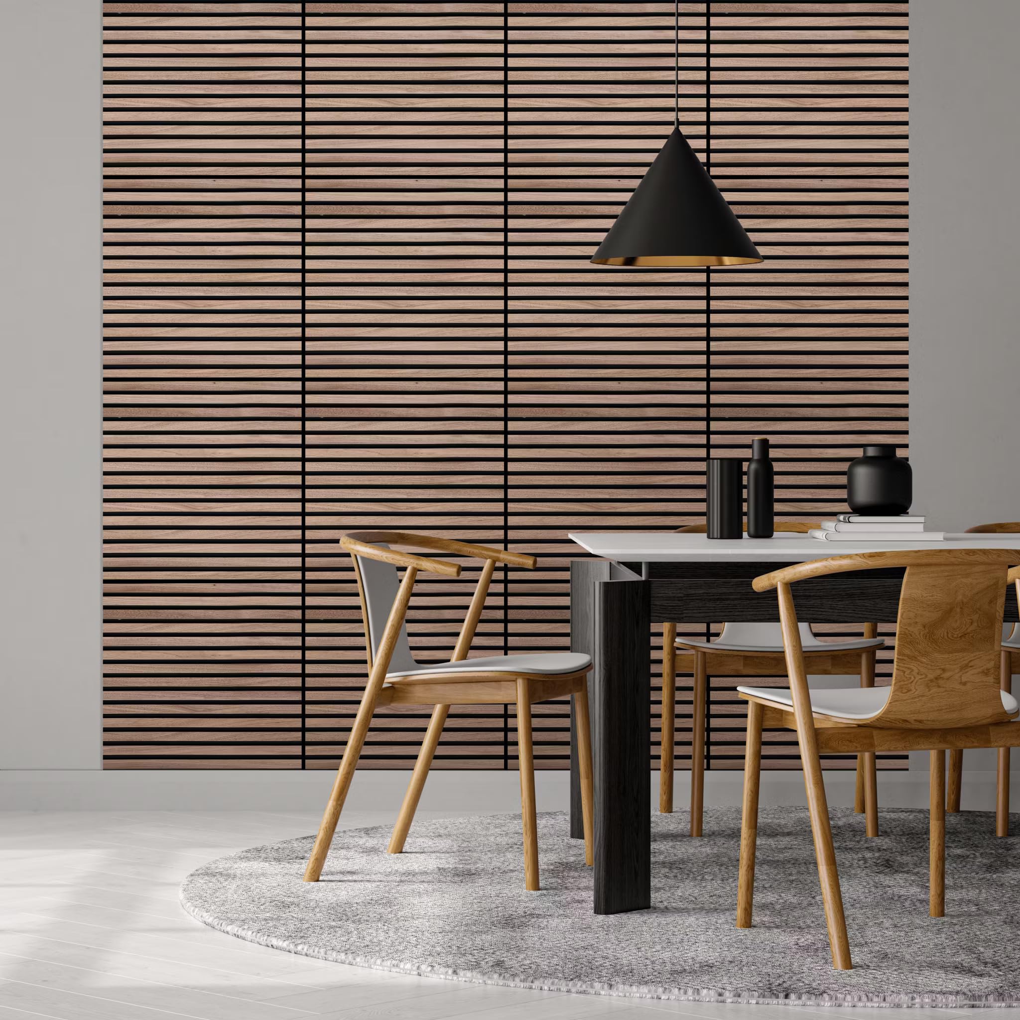 eacommerce | Pannello Fonoassorbente, Doghe in MDF, 60x60 cm, Rivestimento murale | Isolamento acustico, Facile da installare, Leggero | Migliora l’acustica e riduce il rumore | Confezione da (Rovere)