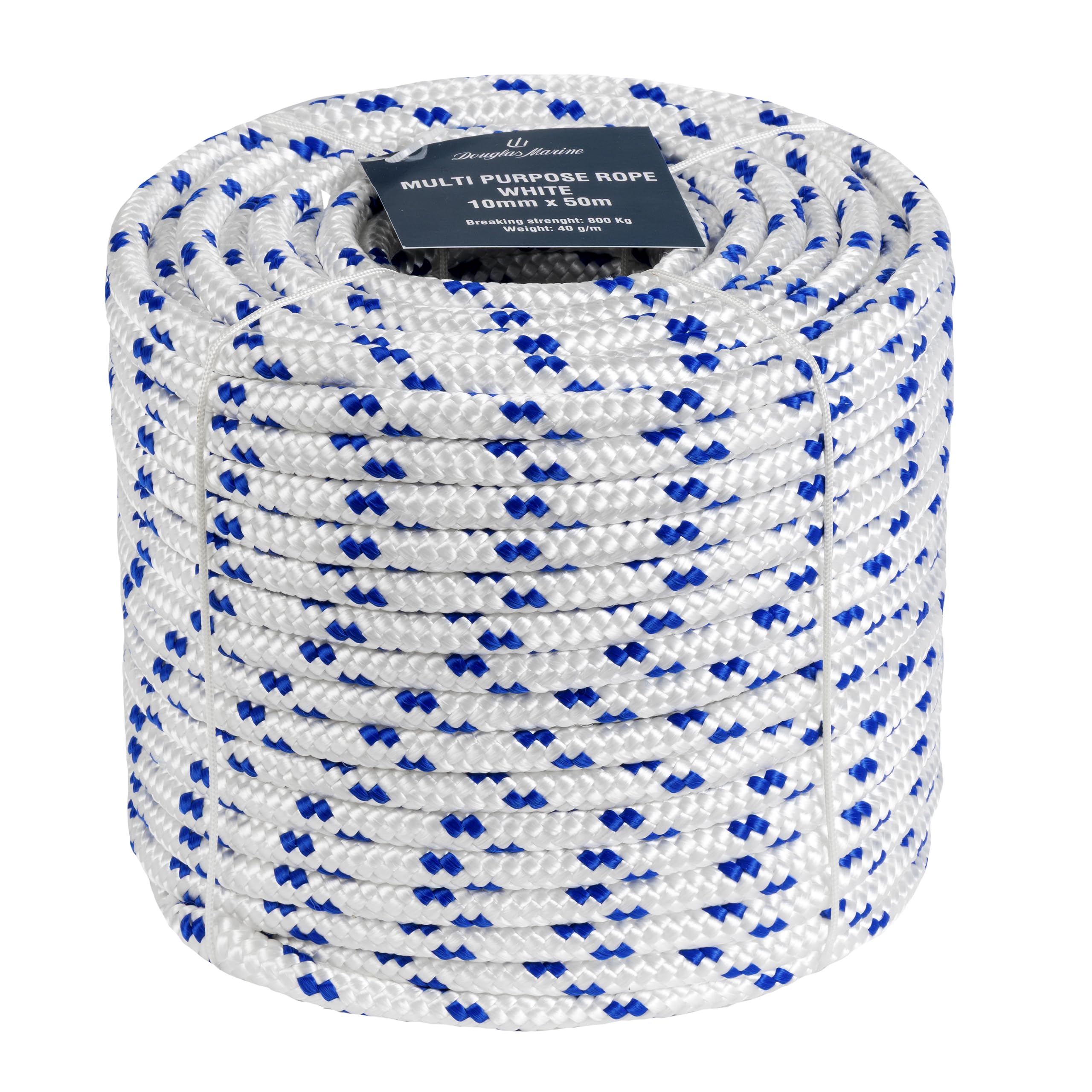 Cima Bianca Ø 10 millimetri in Polipropilene da 50 metri - 16 Capi Multiuso, Resistente e Galleggiante - Ideale per Ormeggio, come Corda Generica, Passamaneria e Delimitazione