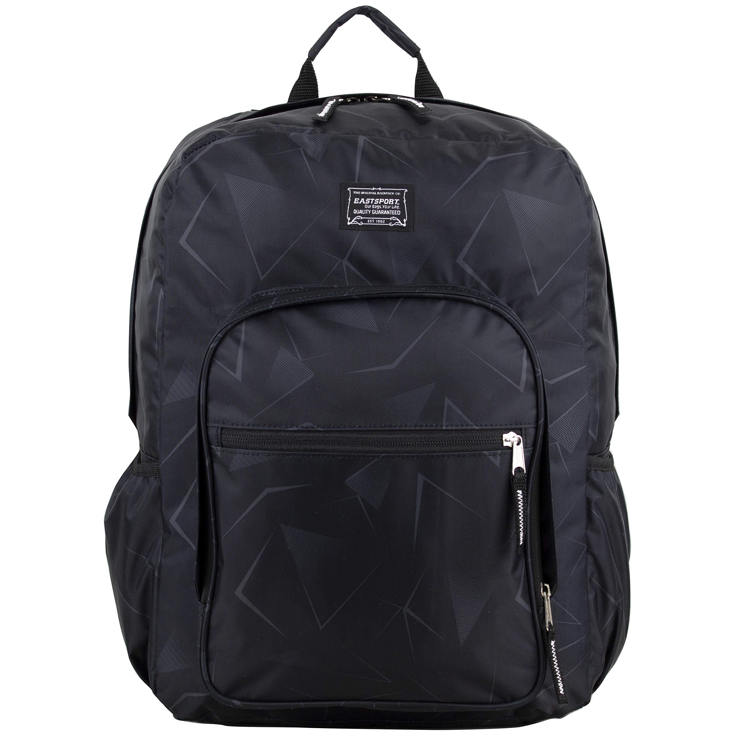 Eastsport Carry On Travel Weekender Backpack with Extra Large Main Compartment, Black Geometric Print