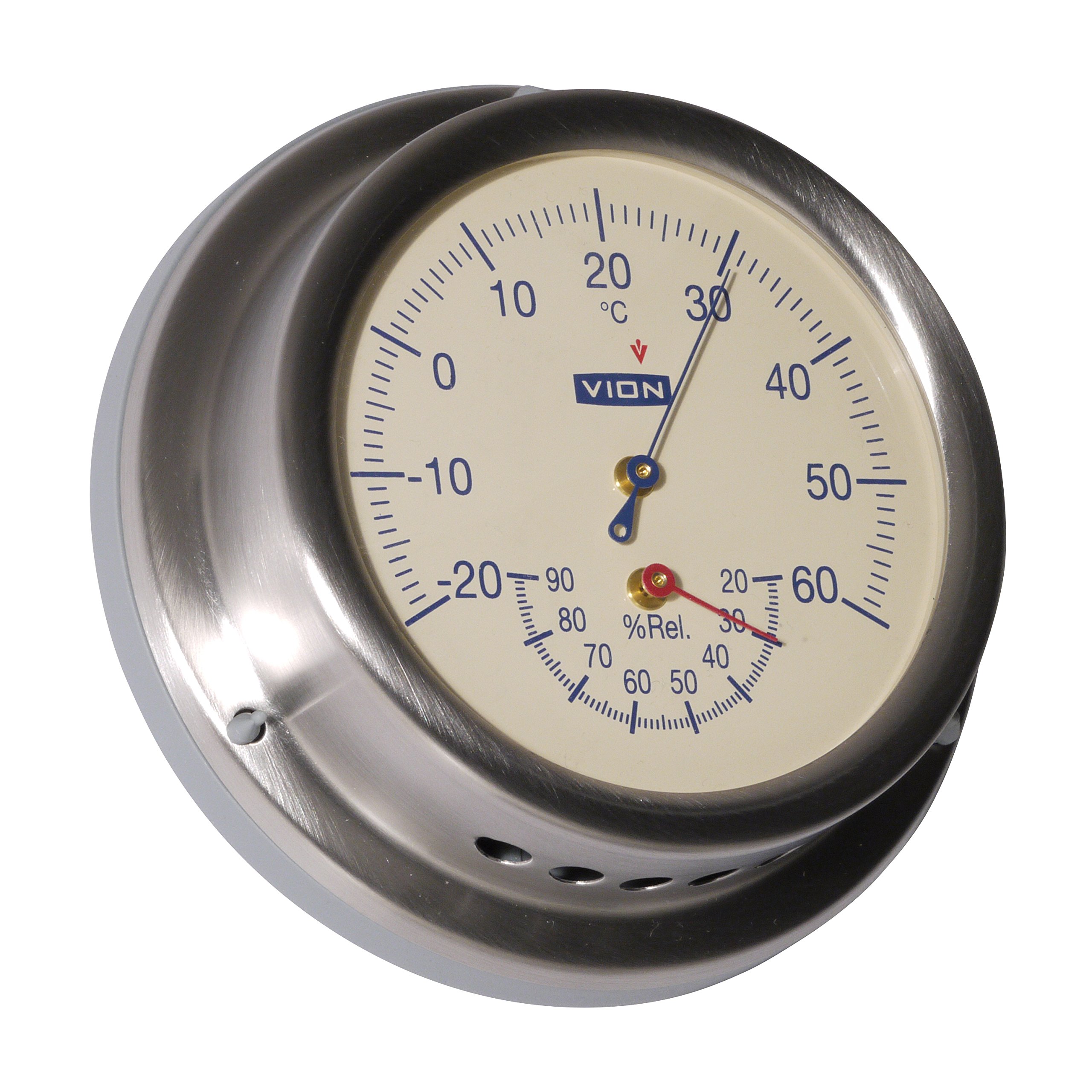 DElite Thermo/higrómetro con 127 mm Brida de Pared, Marino, Acero Inoxidable
