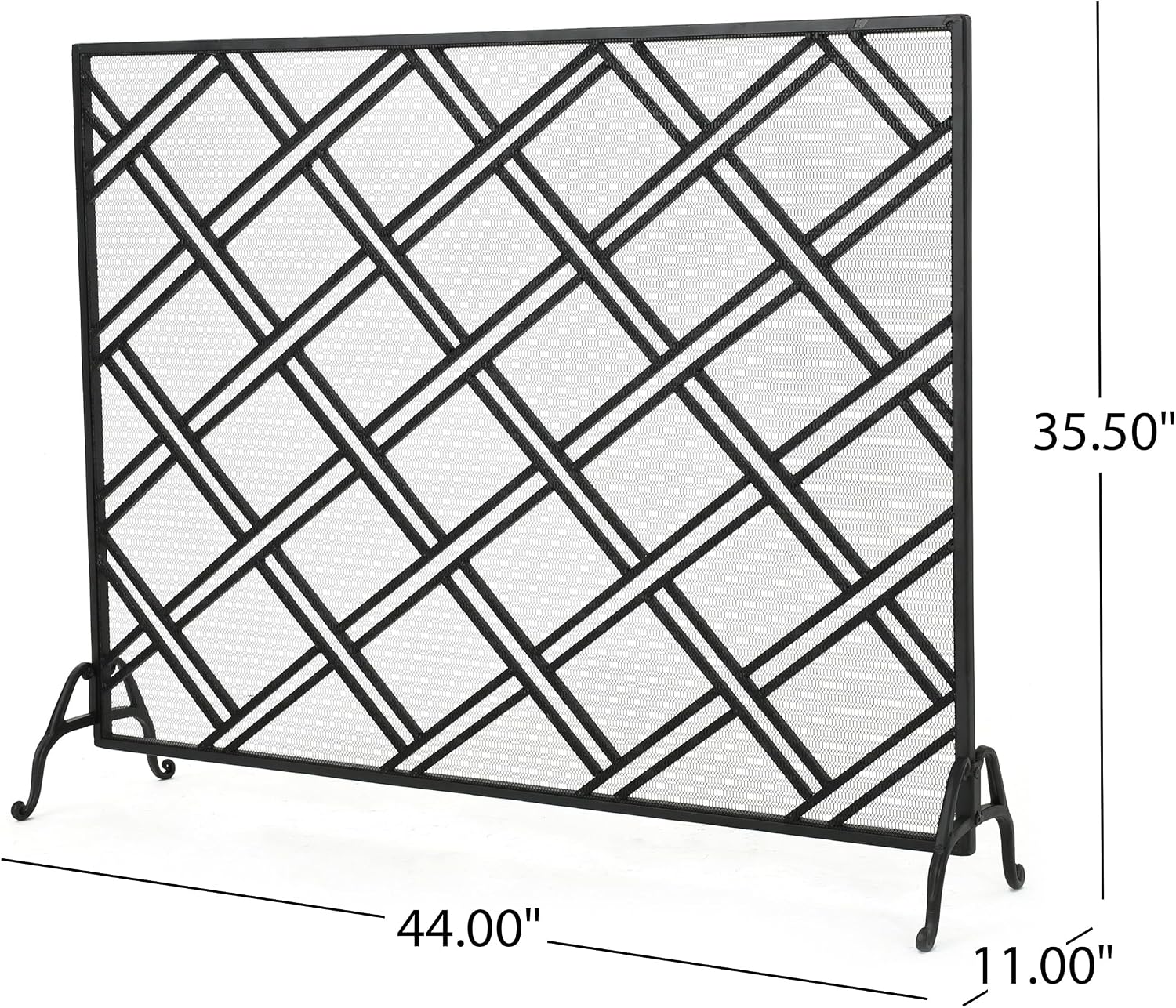 Flat Panel Fireplace Screen, Spark Guard Wrought Metal Gate Cover for Home, Lightweight Iron Fire Spark Guard for Living Room, Modern Fire Place Protector Gate, Elegant Design, 44" x 35", Black