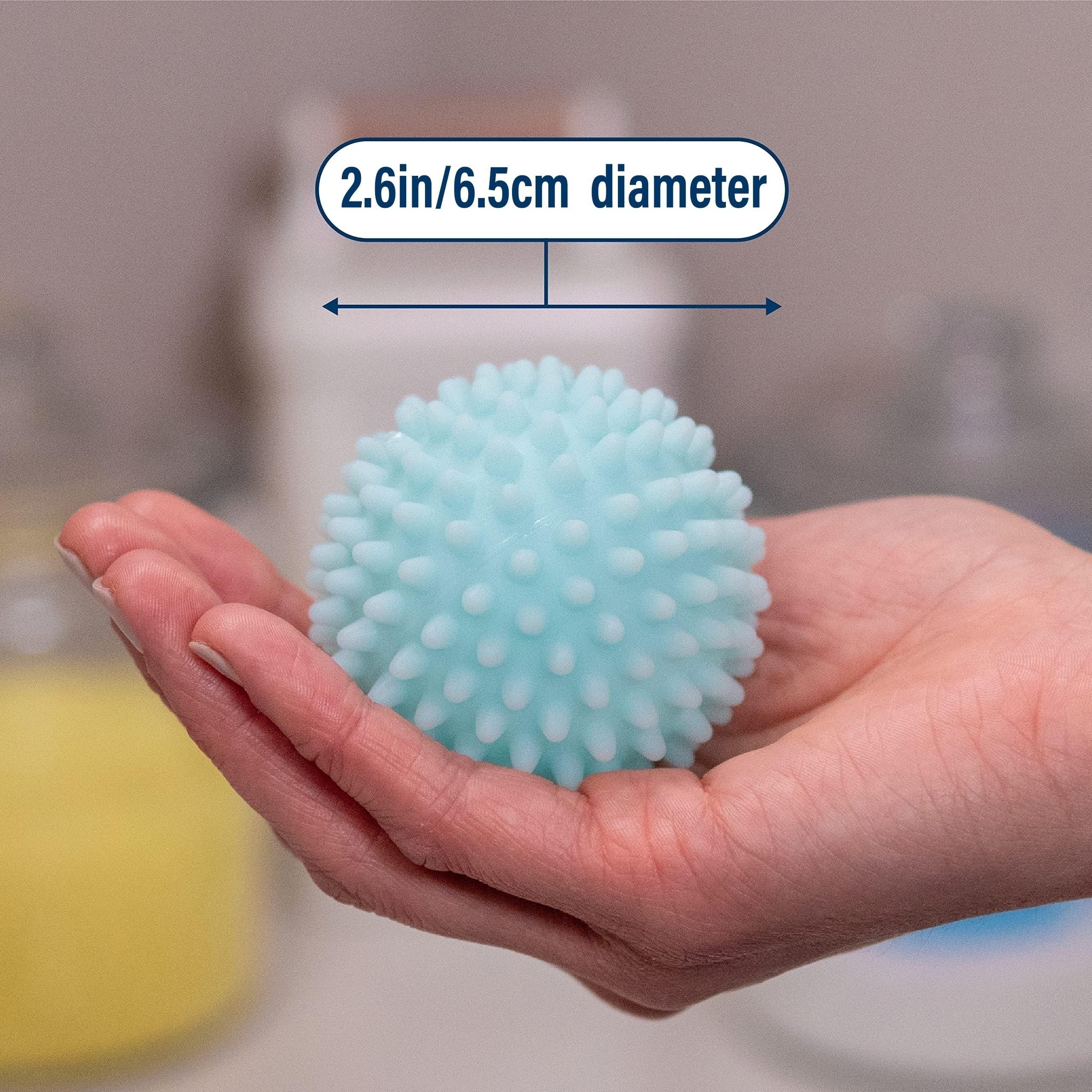 Bolas reutilizables para secadora de ropa, suavizante de tela antiestático de plástico azul cielo, reduce las arrugas, suministros de limpieza sostenibles, ayuda esencial de lavado y secado para 2