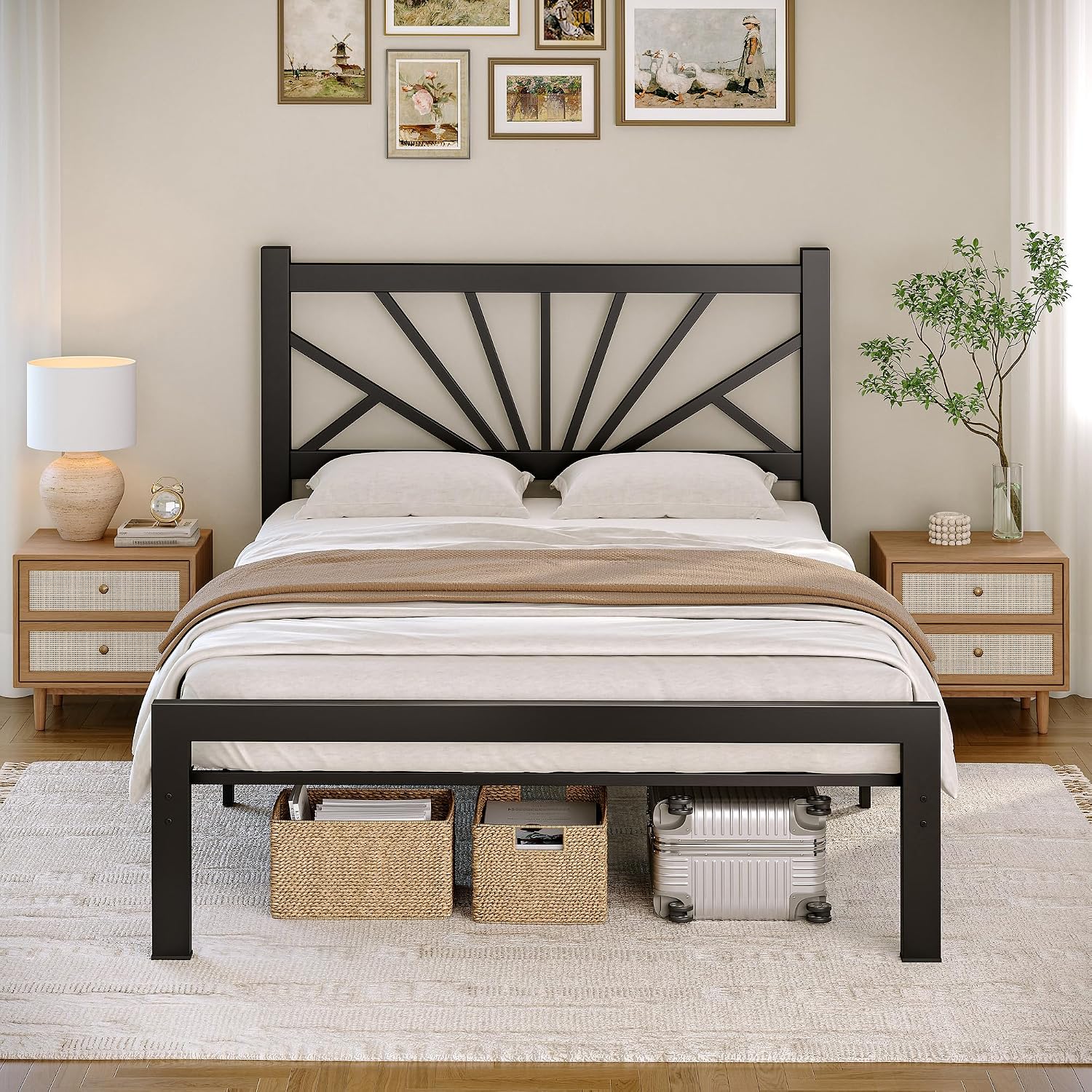 Metal Bed 90 x 200 cm with Slatted Base 32 cm High Storage Space