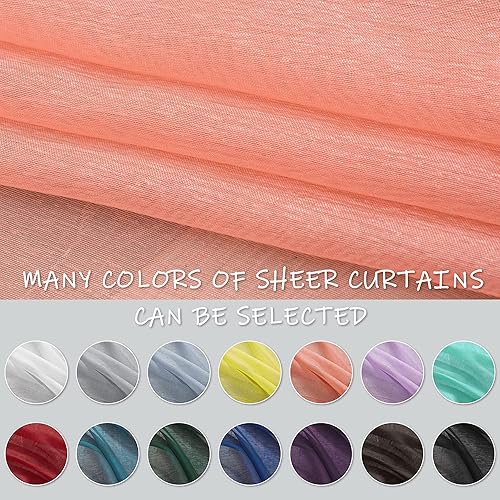 Miniatura 5 de Cortinas semitraslúcidas con bolsillo para barra, cortinas traslúcidas para dormitorio, 63 pulgadas de largo, cortinas traslúcidas suaves de lujo