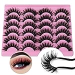 Lashes Russian Strip Mink Lashes 18mm D Curly False Eyelashes 12 Pairs Fluttery Wispy Fake Eyelashes Natural Lash Extension Fox Eye Lashes Pack by Yawamica