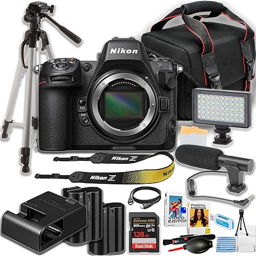 Nikon Z8 Mirrorless Camera with Body ONLY + Sandisk 128GB Extreme Memory Card + Directional Mic + 50 Inch Tripod + Camera Case + More (15pc Bundle)