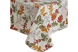 Elrene Home Fashions Harvest Vintage Leaves 52x70 Vinyl Tablecloth with Flannel Backing