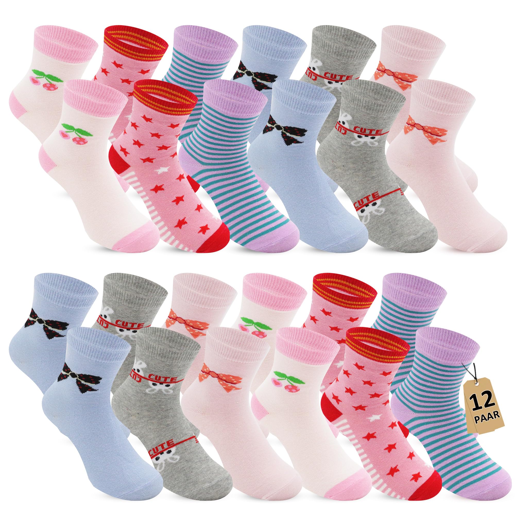 Chaussettes Enfants Filles Garçons en Coton Douces Cheville Coloré Sport