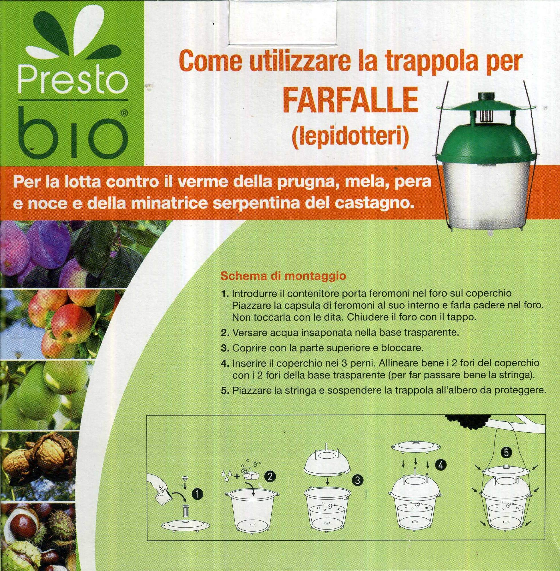 Trappola a ferormoni per la Cattura di Vari Insetti Completa con Due Capsule di ferormoni specifici (Verme della Ciliegia)