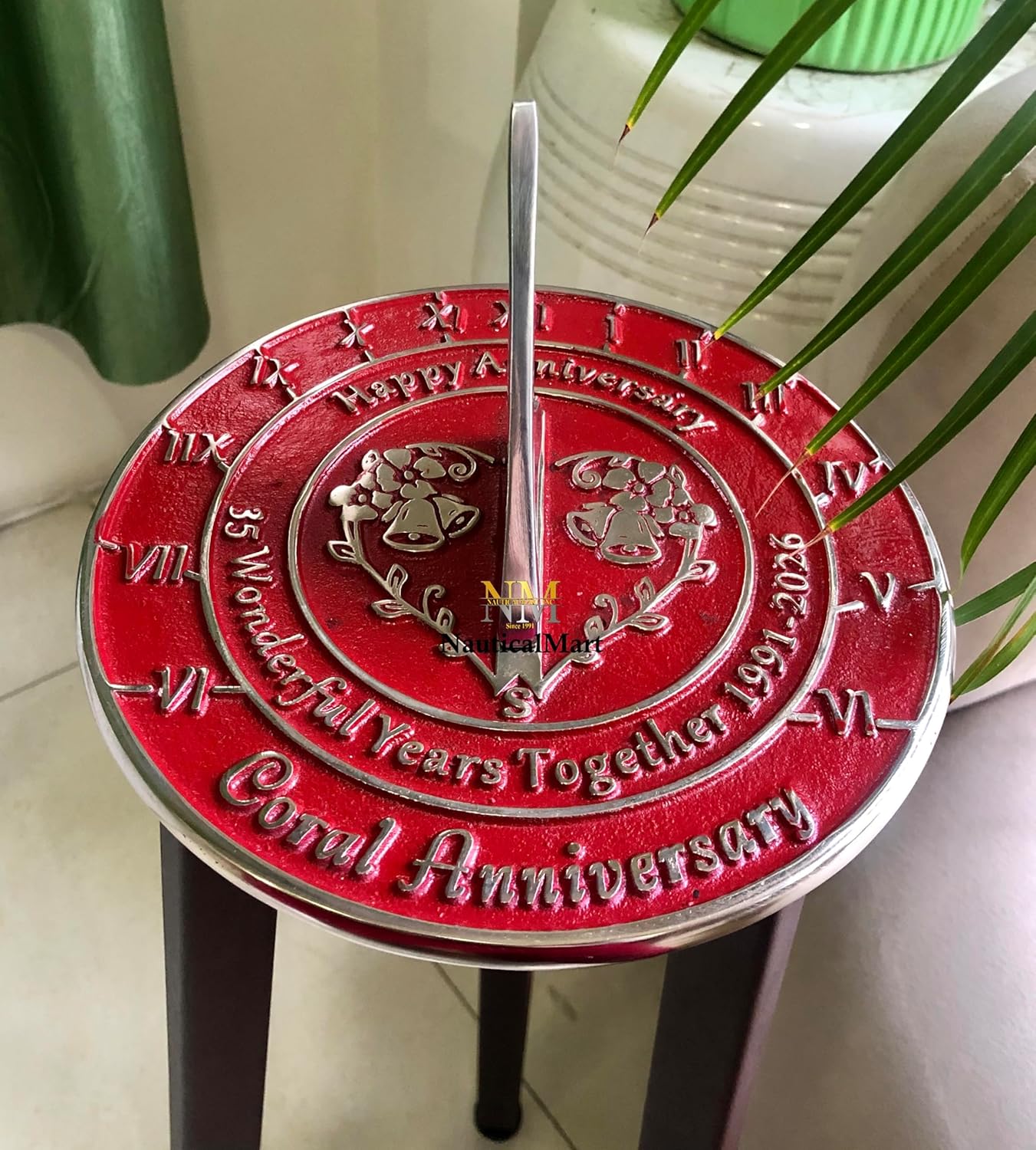 NauticalMart Anniversary Sundial Gift for 35th Coral Wedding Anniversary in 2026 Home Decor Or Garden Present Idea - Handmade Gifts for Him, Her Parents Or Couples 35 Year Celebration