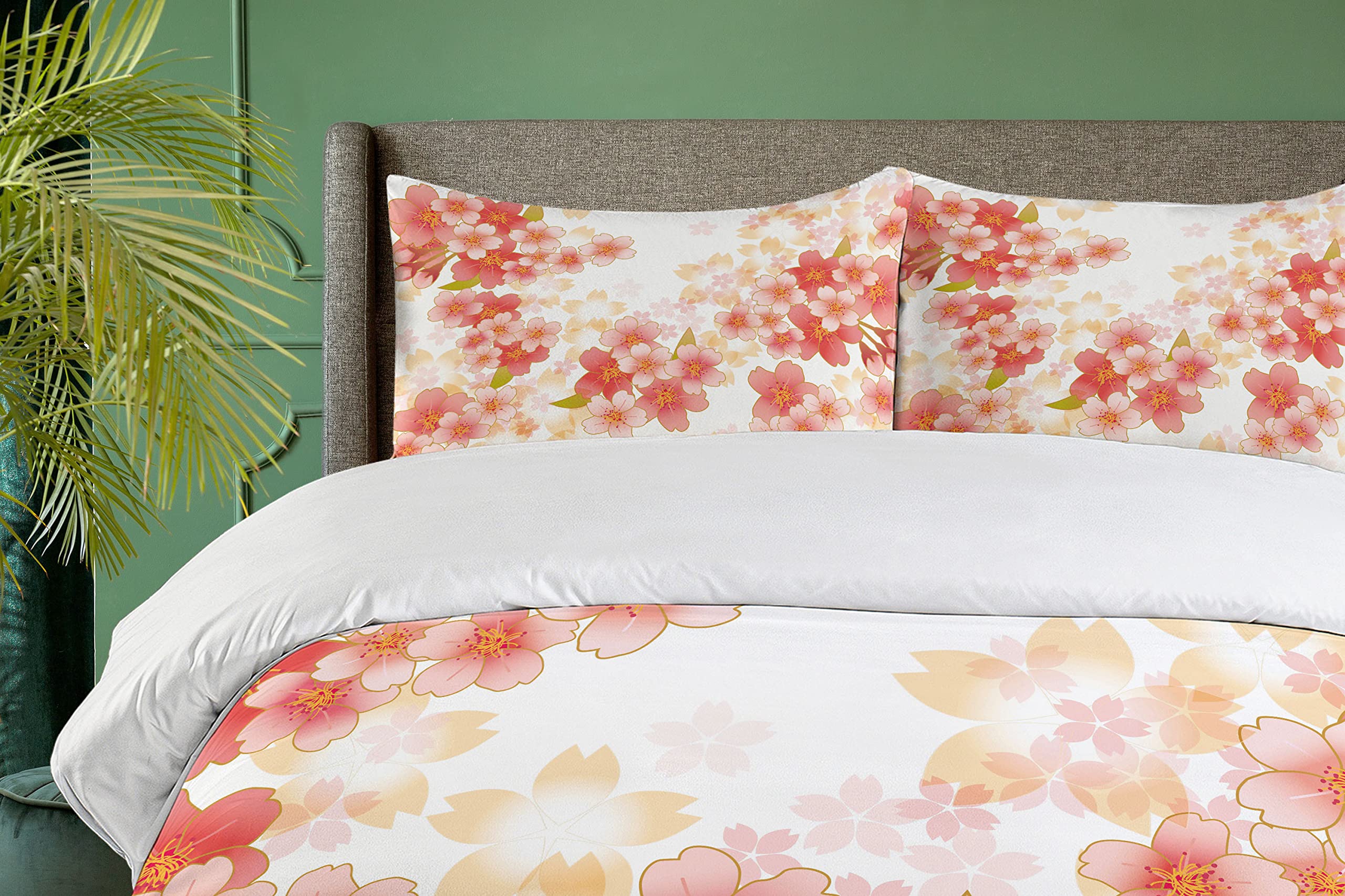 Amazon｜Ambesonne 花柄布団カバーセット 日本の桜の花 鮮やかな色の