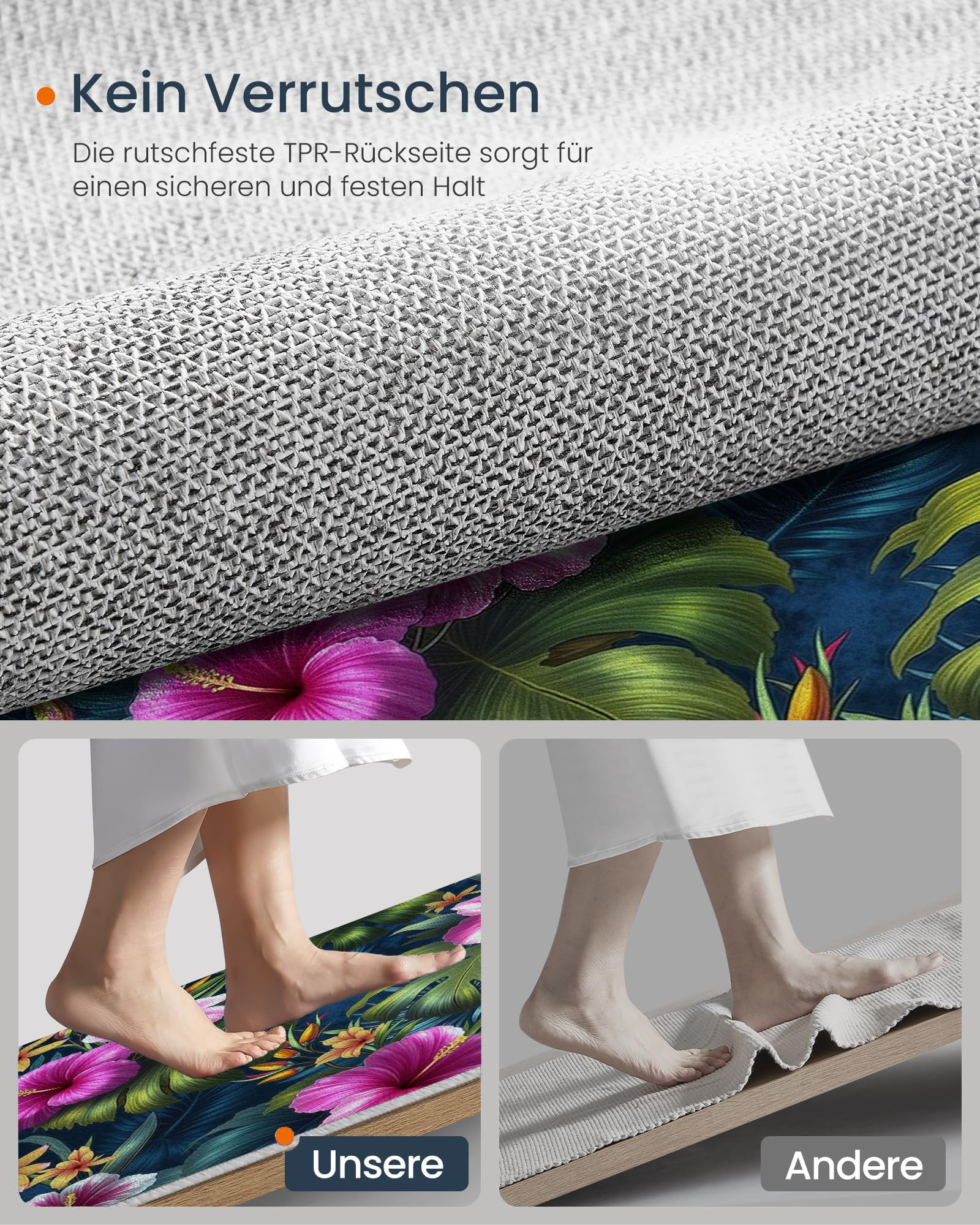 Paillasson de intérieur Antidérapant, Tapis de Tropical Charme, Tapis Salle de Bain Flanelle Douce, Absorbant l'eau, pour Cuisine (Hibiscus Plante À Feuilles, 80x120cm