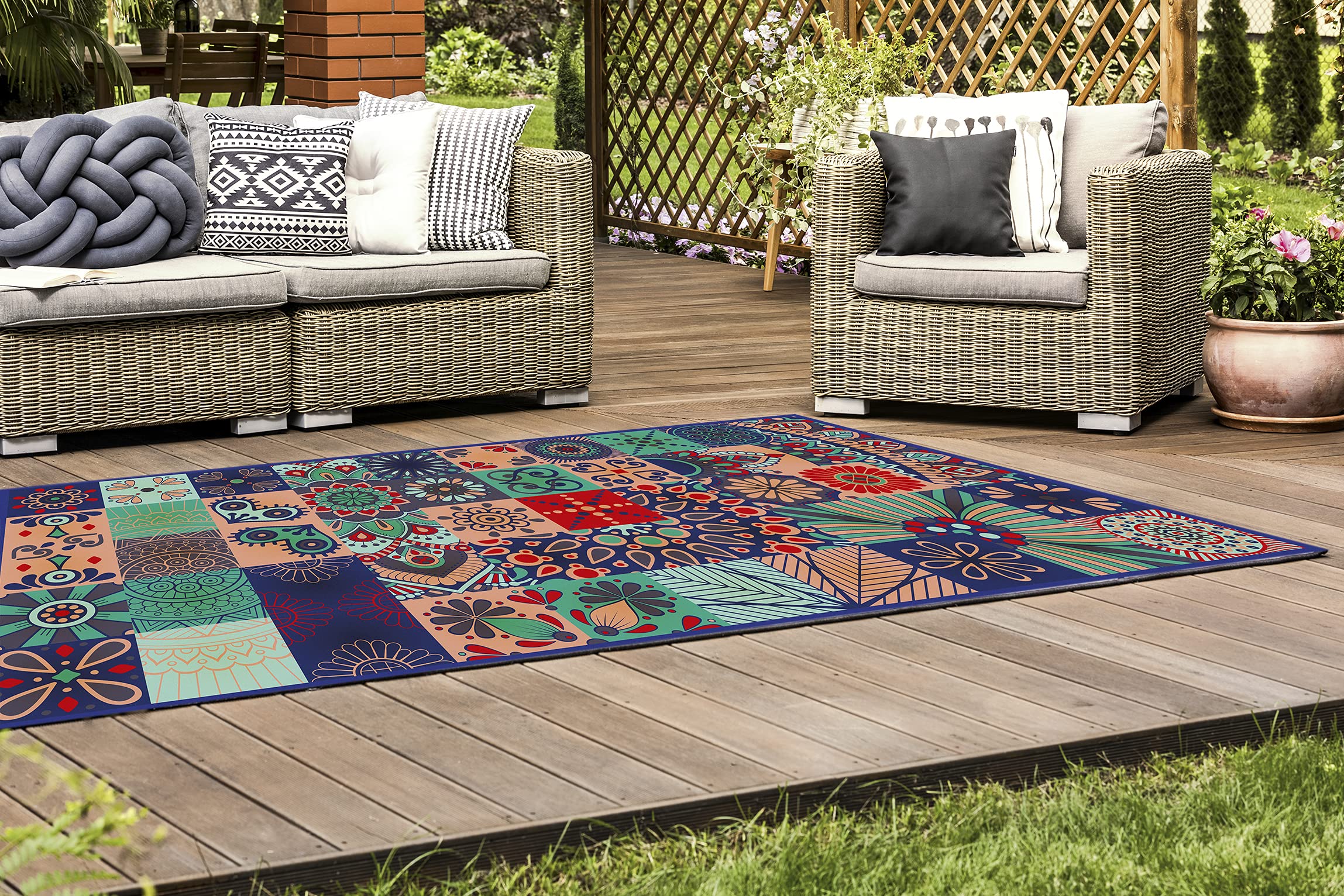DobleUve Estudio Alfombra Vinílica Hidráulica 01 | Color Azul | 160x200 cm | Alfombra Cocina Lavable Antideslizante | Alfombra Vinilica | Suelo Vinílico | Alfombra Vinilo Salón