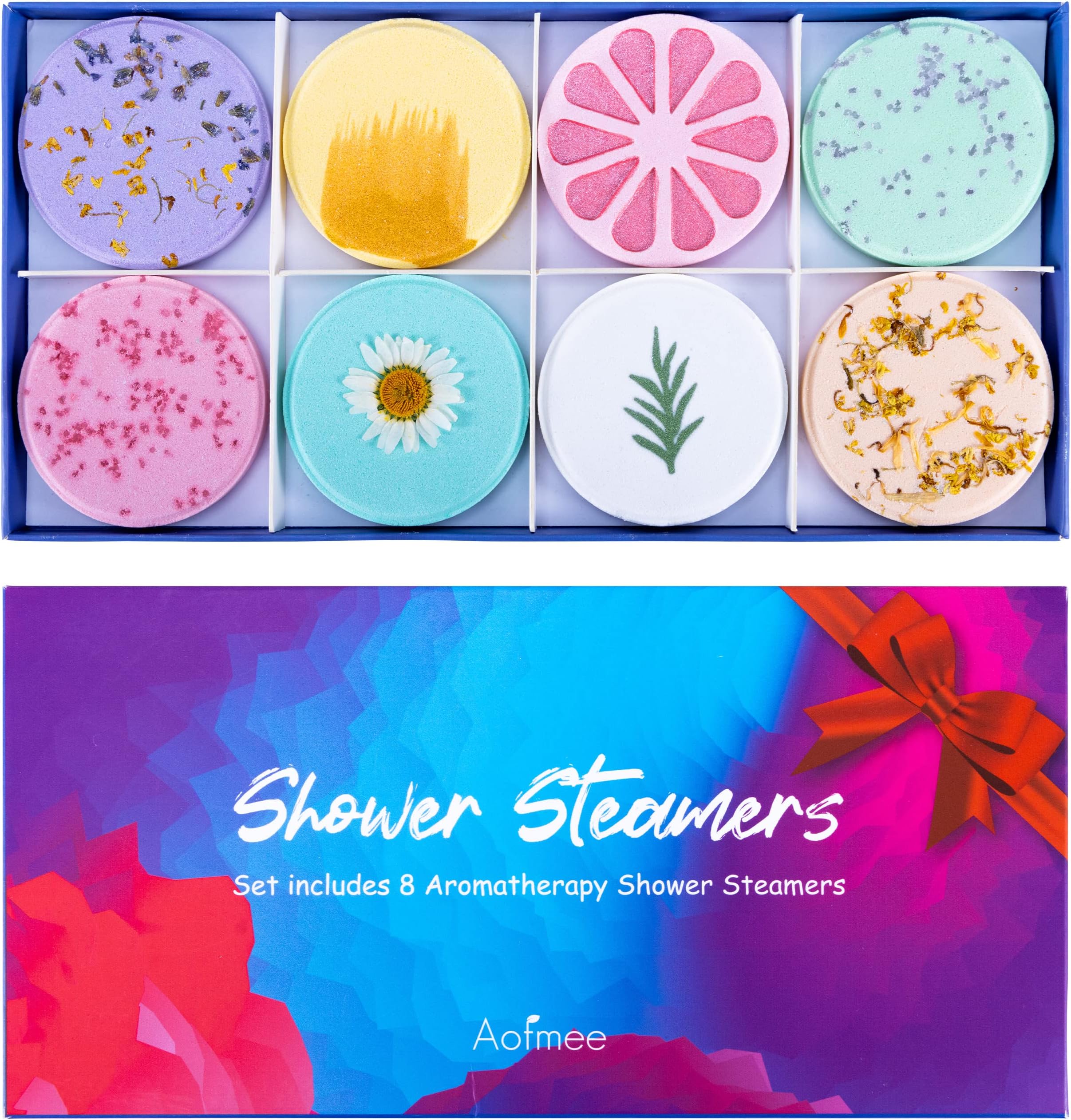 Aofmee Shower Steamers Aromatherapy - 8 Pack Shower Bombs with Essential Oils for Relaxation, Valentines Day Gifts Birthday Gifts for Women and Men, Stress Relief and Luxury Self Care Shower Bath Bomb