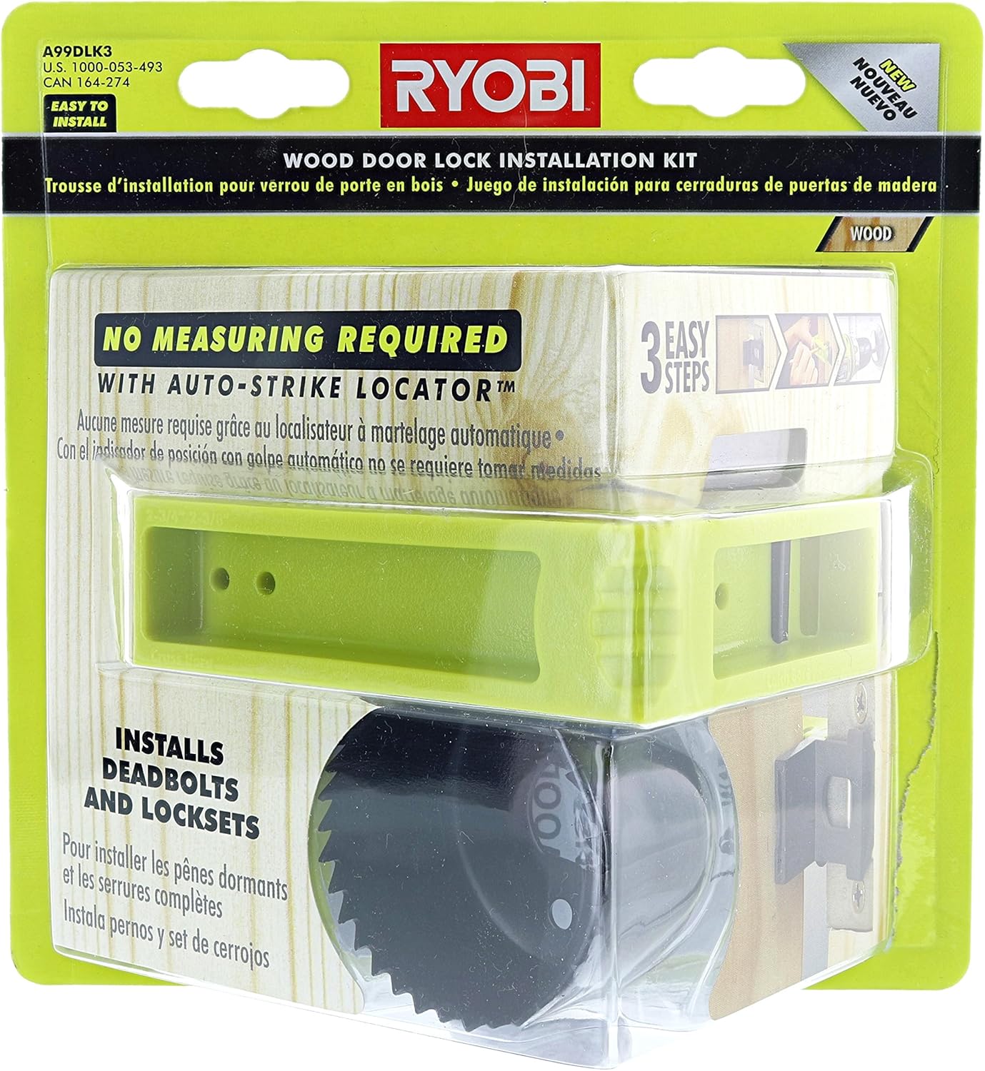 Ryobi Door Lock Installation Kit Wood Metal Deadbolt Lockset Guide Hole