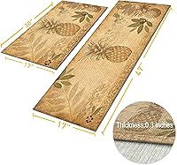 Vista 3 de Juego de 2 alfombras y tapetes bohemios de cocina de piña para el suelo, tapete de cocina de piña para cocina, alfombra de cocina de piña frente al