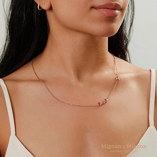 Miniatura 4 de MignonandMignon Personalized Birthstone Necklace for Women Sideways Initial Friendship Best Friend Custom Family Tree Gift with Birth Month