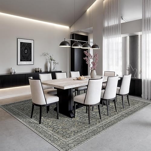 Miniatura 30 de Rugland Alfombras de área de 8 x 10, alfombra lavable resistente a las manchas, alfombras antideslizantes para sala de estar, alfombras tribales