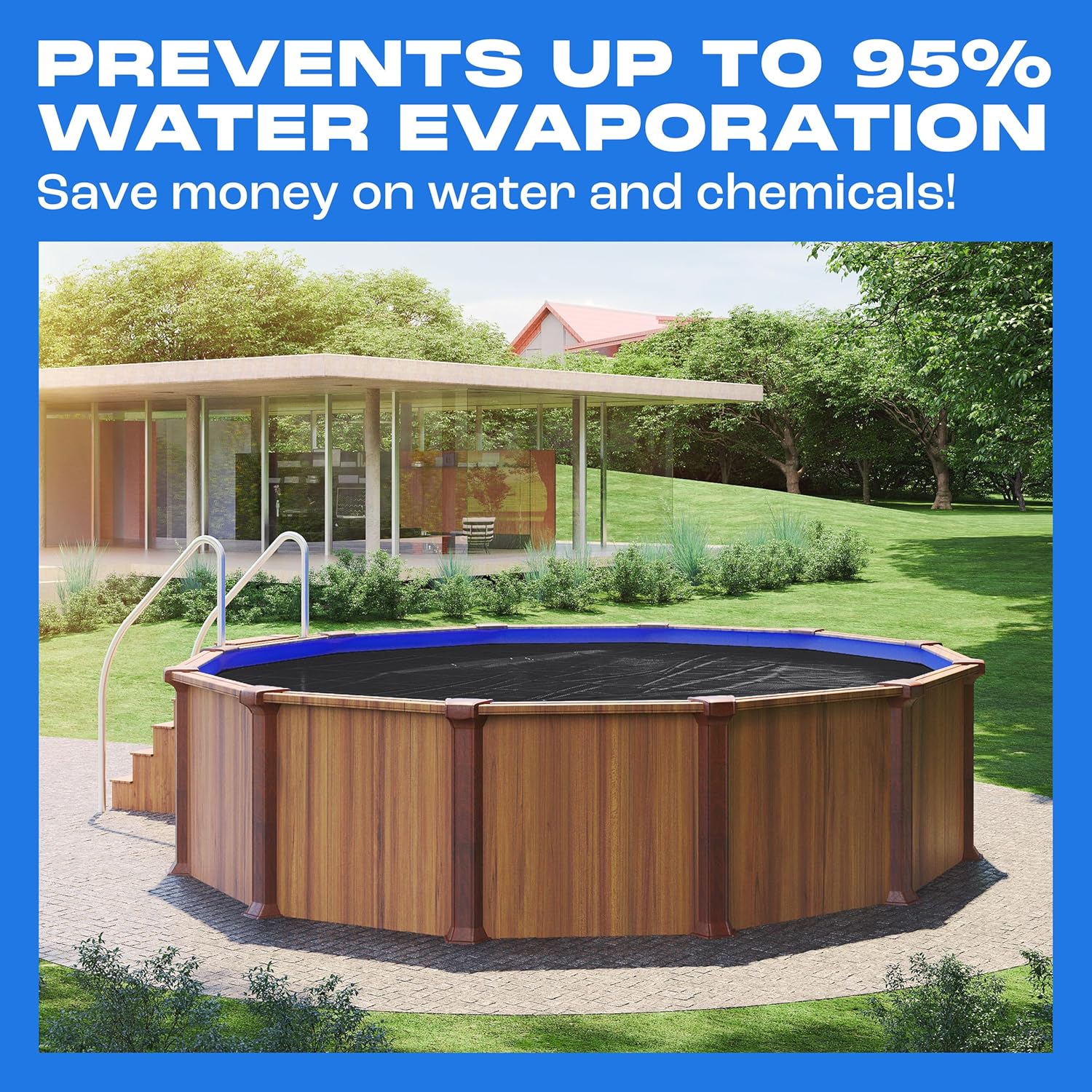 Round Black Solar Pool Cover - Extra Durable 14-Mil Polymer Micro Bubble for 24 ft Round Above Ground Pool by Yankee, Keeps Water Warm, Prevents Loss, Weatherproof Solar Blanket