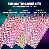 Vista 4 de RedThunder K10 - Combo de teclado y ratón inalámbricos para juegos, retroiluminación LED, batería recargable de 3800 mAh, teclado antighosting