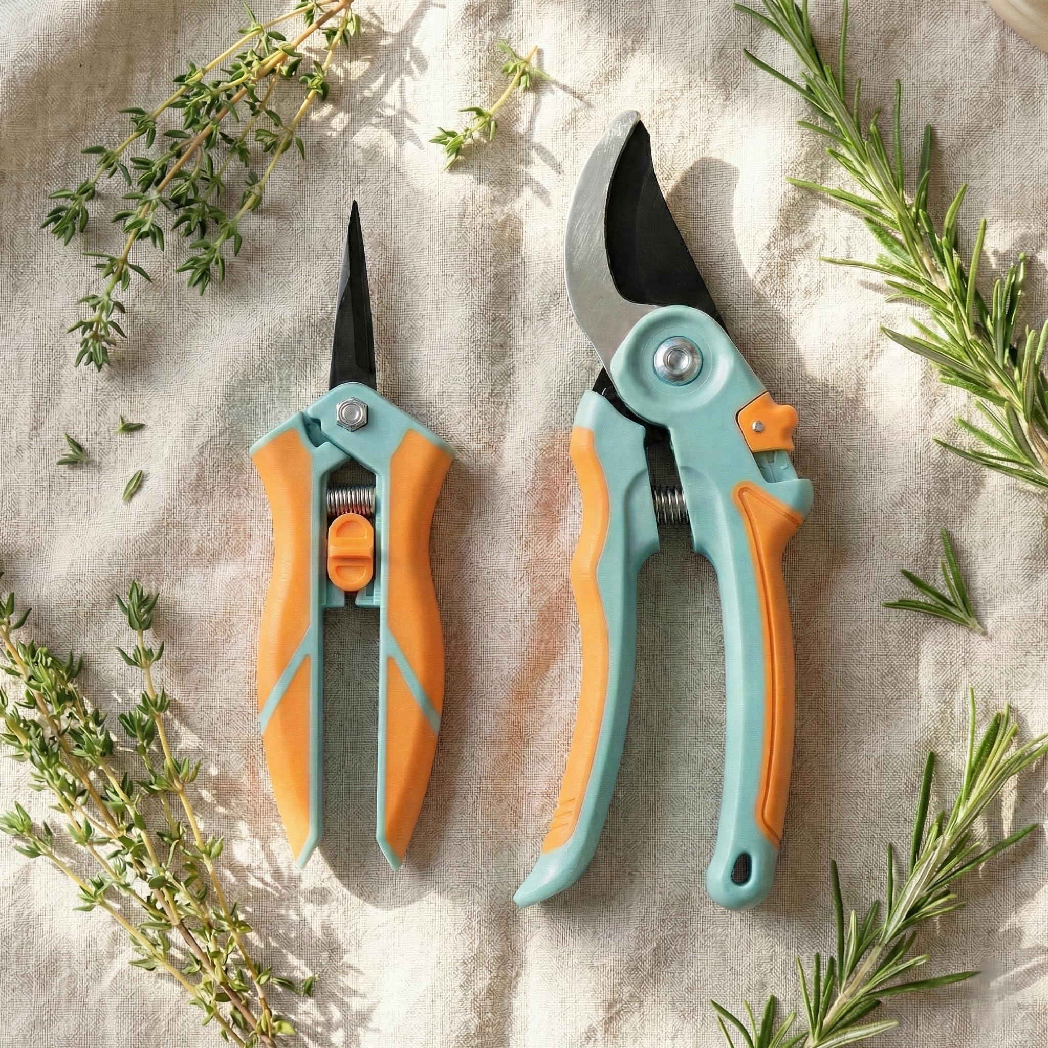 NEXON Garden Pruning Shears 2 Pack, 8" Bypass Hand Pruner and 6.25" Precision Garden Shears Professional Garden Shears for Plants and Flowers