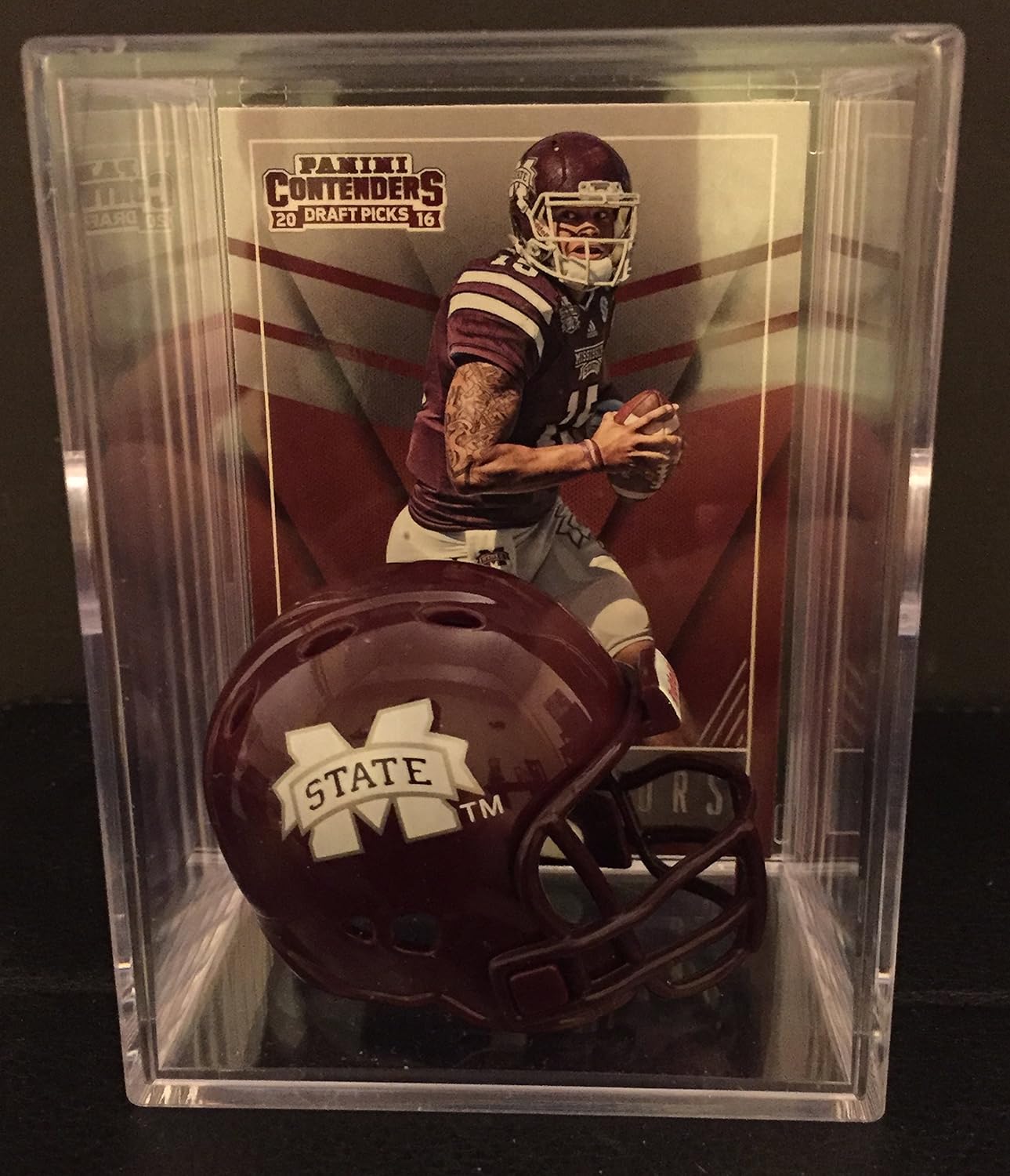 Mississippi State Bulldogs NCAA Helmet Shadowbox w/ Dak Prescott card