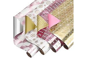 American Greetings 80 sq. ft. Gold & Pink Christmas Wrapping Paper Bundle
