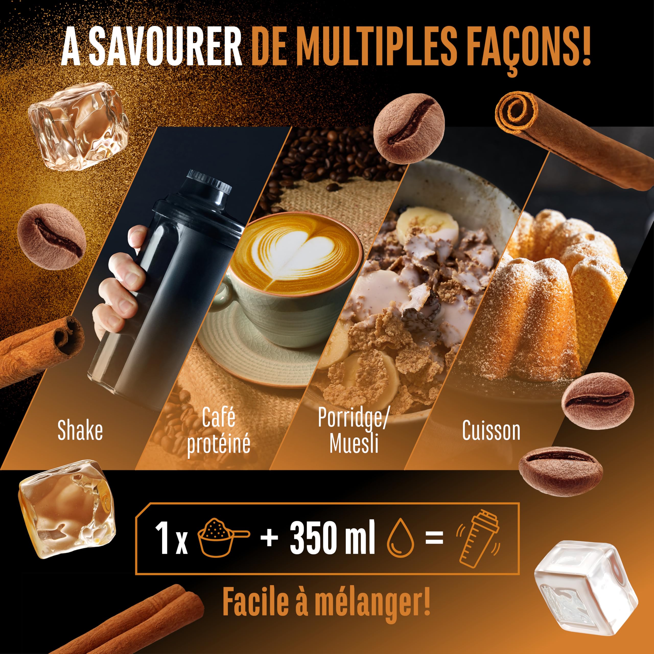 Wheypresso Protein Coffee - Poudre de protéine avec concentré de whey & isolat - Avec du vrai café & de la caféine - Boisson crémeuse à haute protéine - (908 g, Café Latte à la Cannelle)