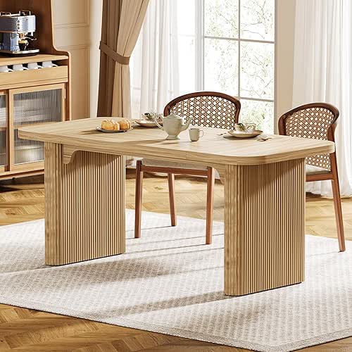 Tribesigns Modern Dining Table for 6 People, 62-Inch Natural Wood