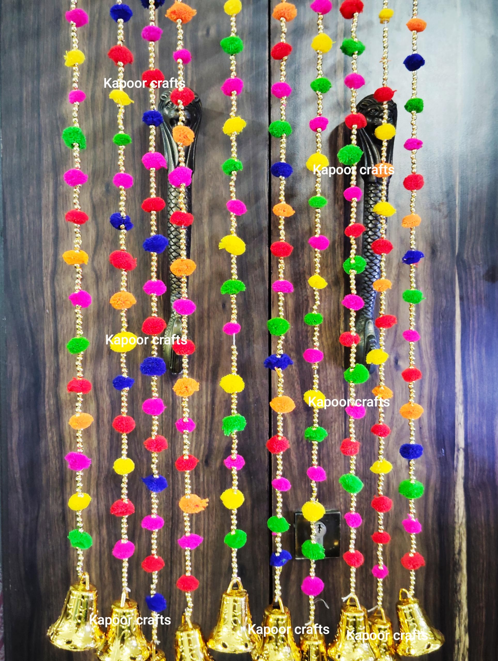 Kapoor Crafts ® 10 Pcs Decorative Multicolor Wall Door Hanging Pom Pom Torans Garland Bandhwar with Golden Bells Decoration Items (Height - 4.5 FT) 10 pcs (B0CJQLZPYQ) Amazon Price History, Amazon Price Tracker