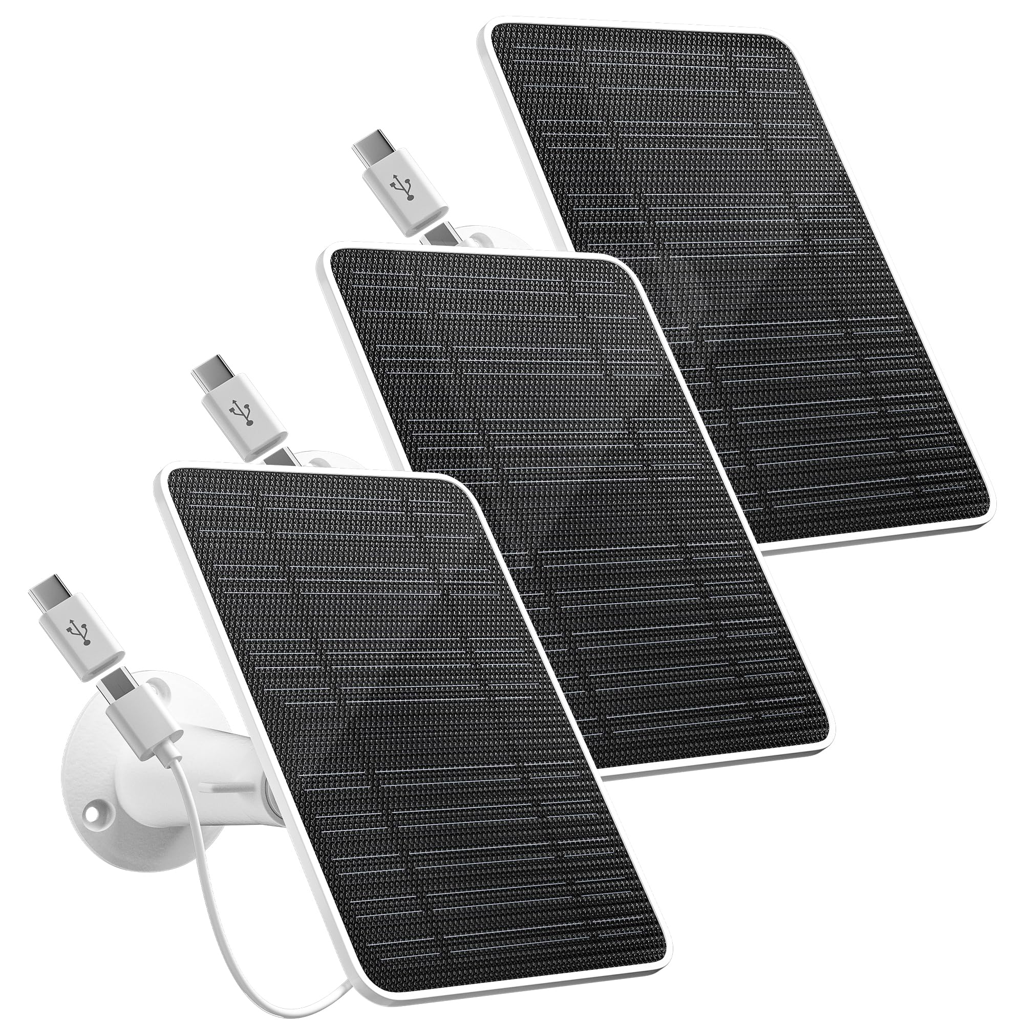 Solar Panel for Security Camera, 5V 4W Solar Panels Charger Compatible with Eufycam 2C/2C Pro/2/2 Pro/E20/E40/E, Micro USB & Type-C Port, IP65 Waterproof, 9.8ft Charging Cable & Wall Mount, 3 Pack-image-49