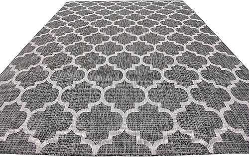 Miniatura 6 de Unique Loom Outdoor Trellis Collection - Alfombra para exteriores (rectangular de 9 pies x 12 pies), color negro y marfil