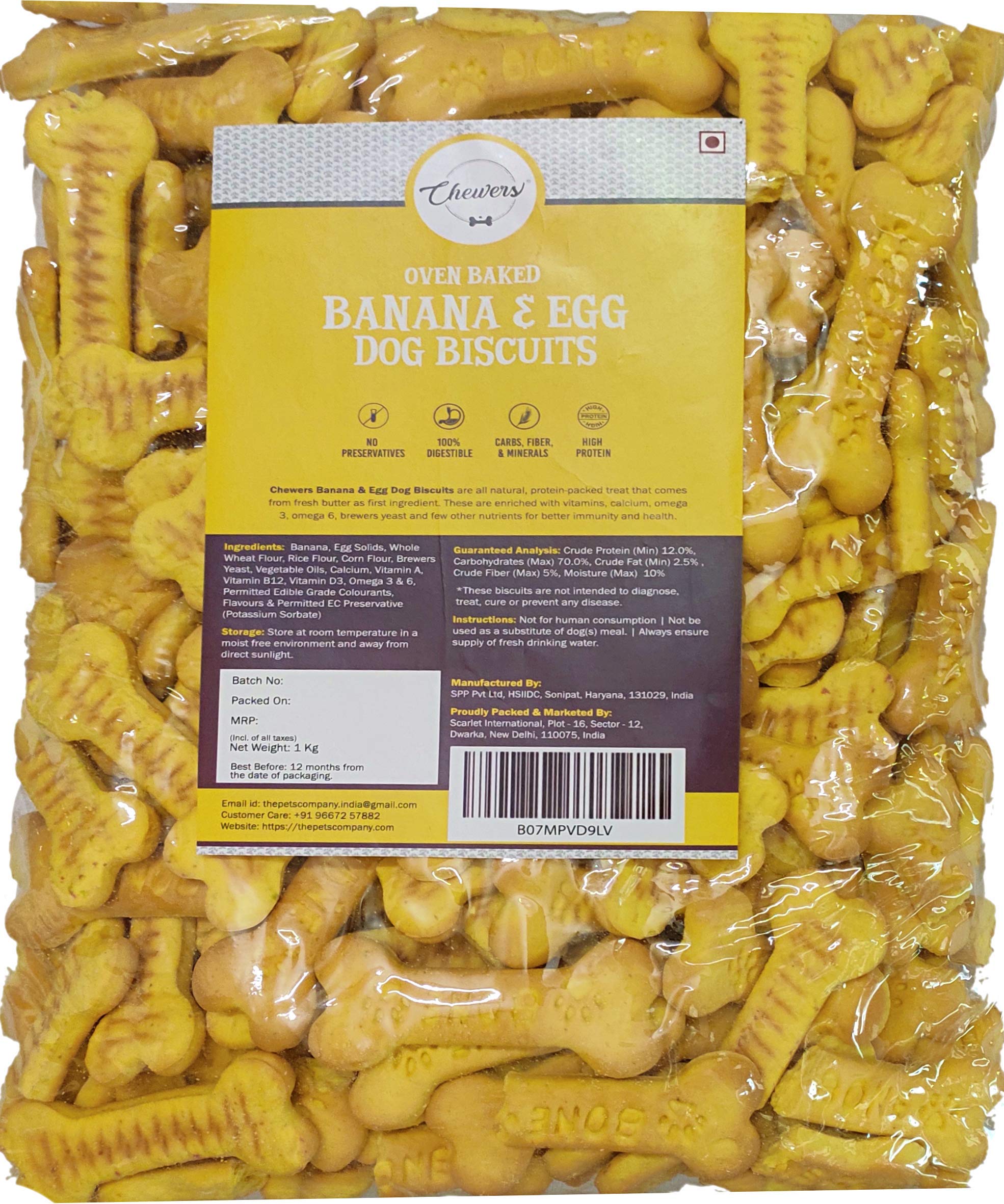 Chewers Oven Baked Real Banana & Egg Dog Biscuits, Protein Rich Dog Treat 1 Kg (Pack of 4) (B07MHYFKJC) Amazon Price History, Amazon Price Tracker