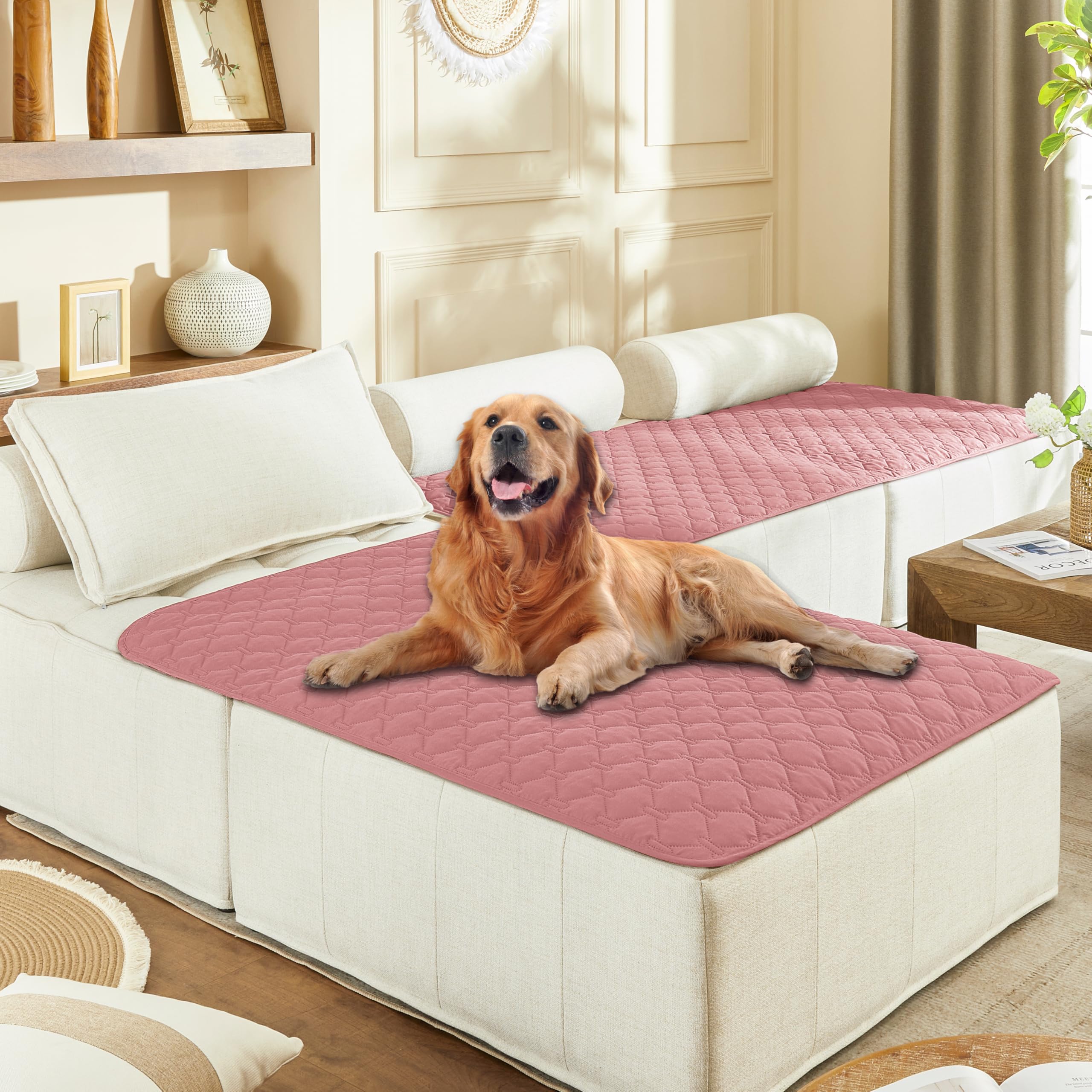 gogobunny 3X Stronger Waterproof Pet Blanket, Scratch Proof Furniture Protector for Dogs Cats, Reversible Cover 40x50 Inch, Dark Pink/Light Pink