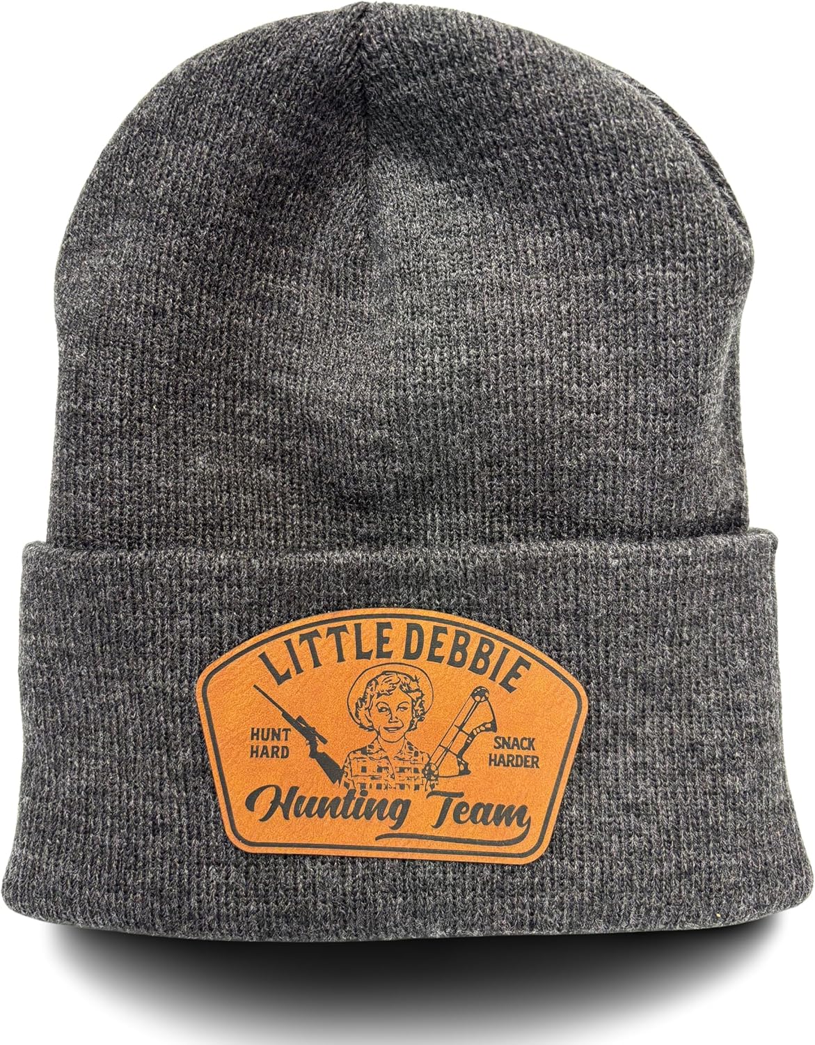 Snack Cake Hunting Team Adult Size Leather Patch Hat | Funny Hats for Dad | Apparel & Accessories | LD
