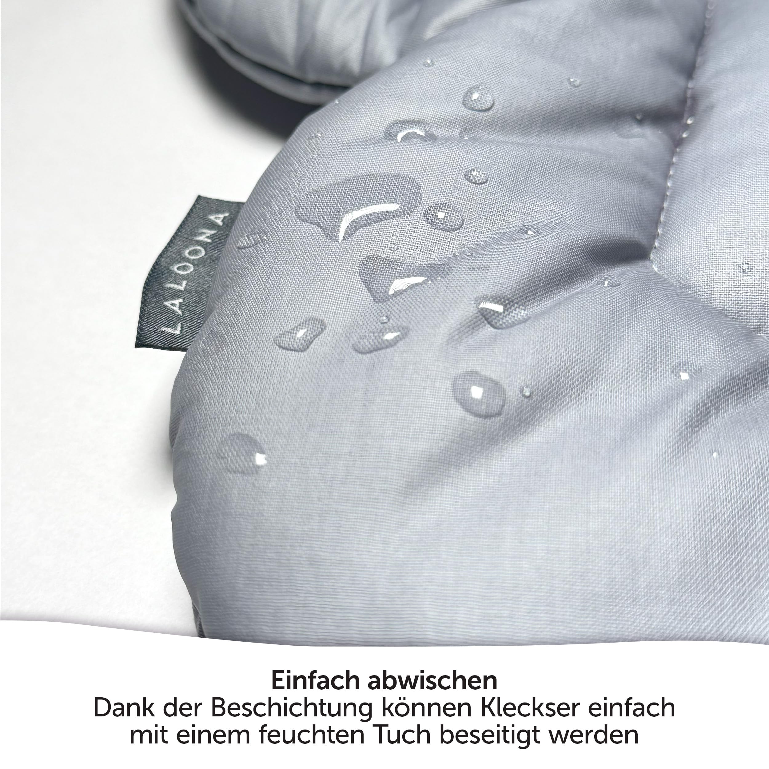 LaLoona Sitzverkleinerer für Hochstuhl Hauck Alpha/Beta - Baby Sitzpolster beschichtet & abwaschbar, OEKO-TEX Standard 100 geprüft, maschinenwaschbar - Grau