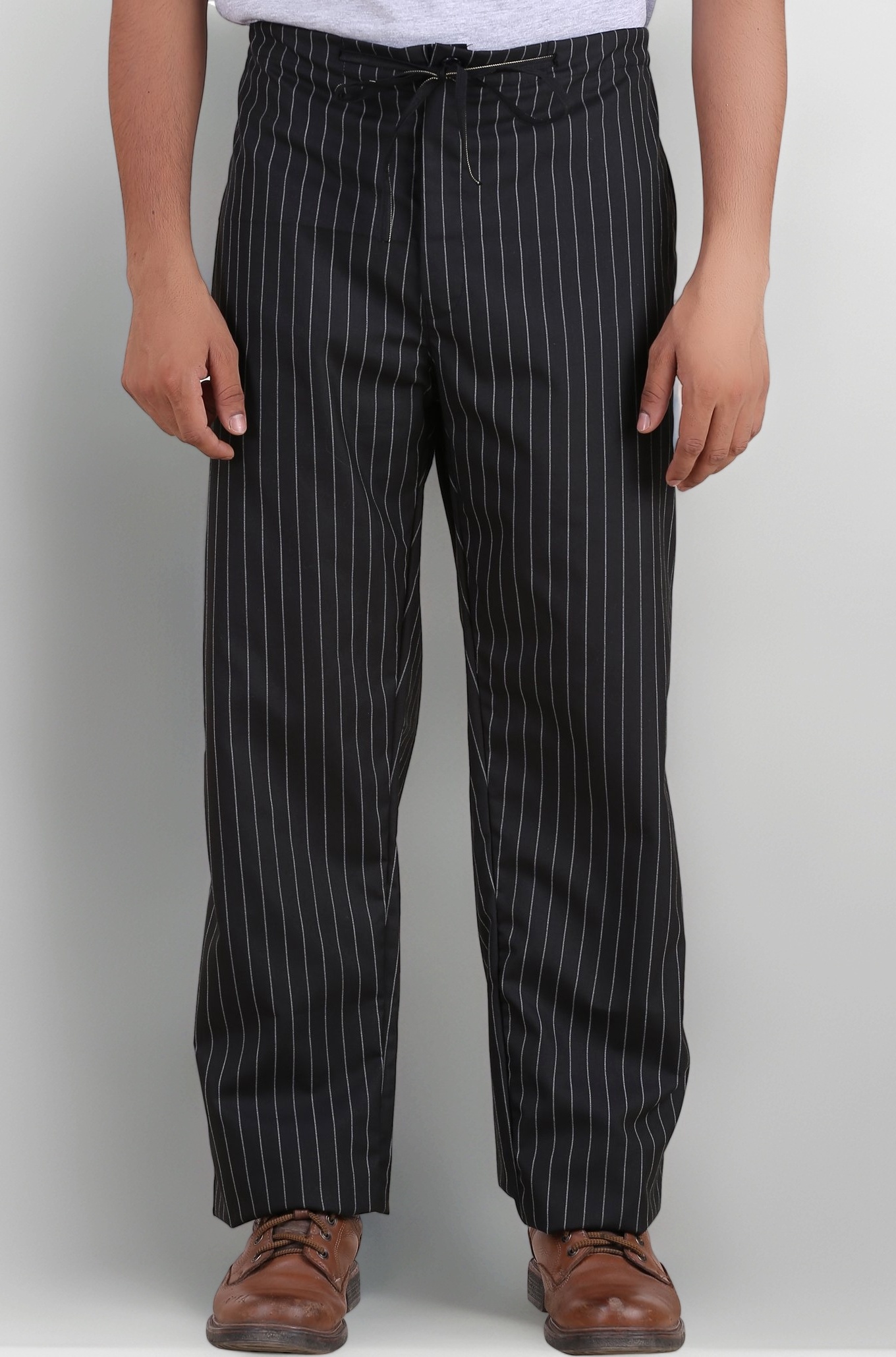 Chef Pant (Black with Chalk Stripe) Free Size