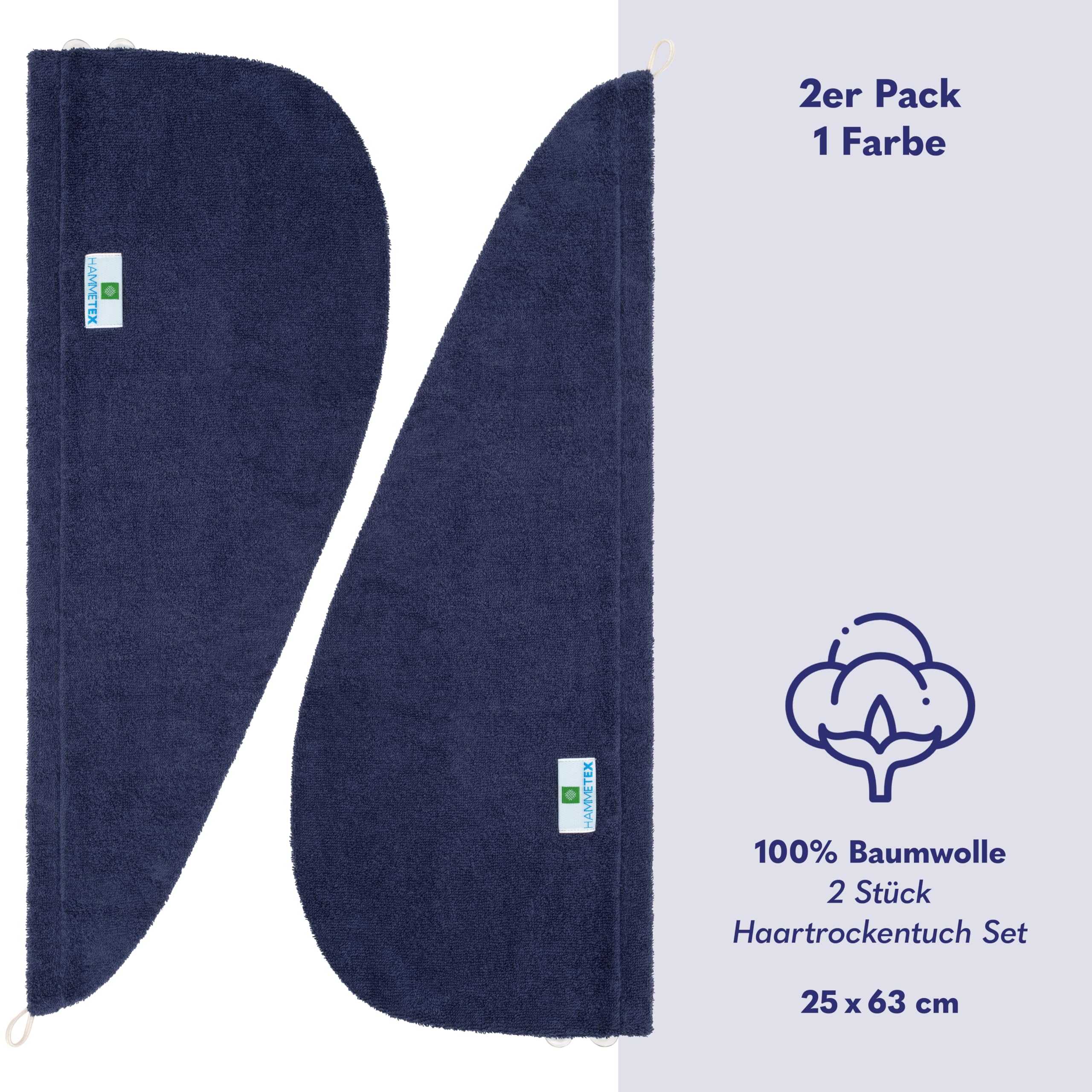 Hammetex Haarturban 2er Set mit Knopf – Bild 4