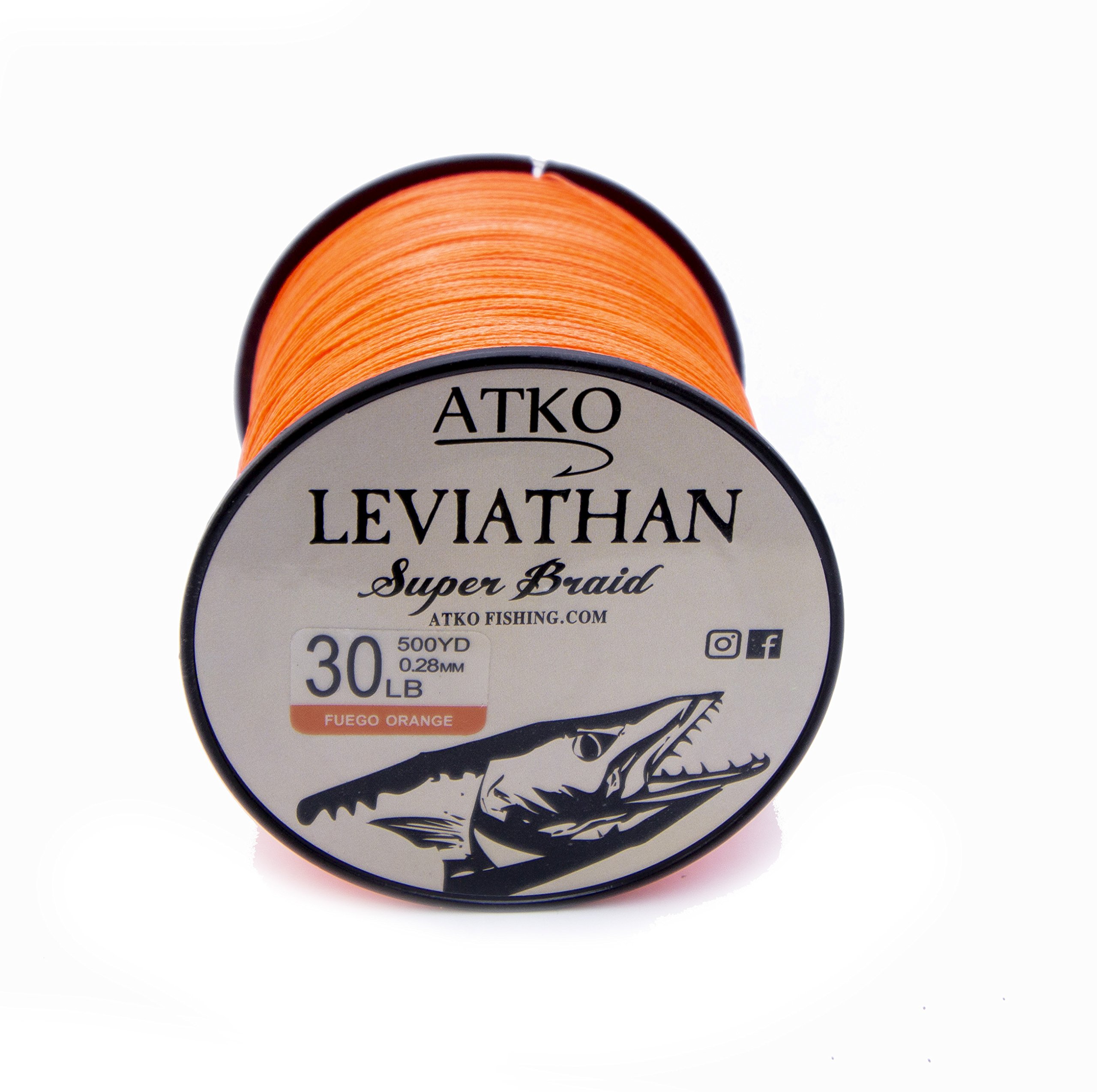 Atko Leviathan Braided Fishing Line- Premium Performance Super Braid 8-100lb 125yds/500yds/1000yds