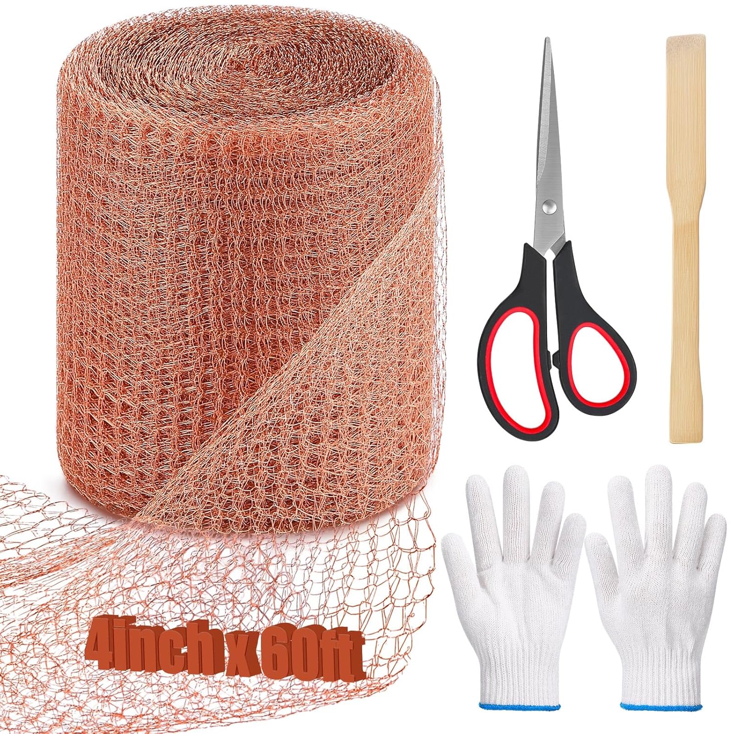 4″ x 60 ft Copper Mesh Rodent Control Kit for Mice Rat Snails Rustproof Rodent Barrier Mesh Copper Wool Fill Fabric Hole Filler with Scissors, Packing Tool, Gloves for Hole Blocking, Gardening 4″ x 60 ft Copper Mesh Rodent Control Kit for Mice Rat Snails Rustproof Rodent Barrier Mesh Copper Wool Fill Fabric Hole Filler with Scissors, Packing Tool, Gloves for Hole Blocking, Gardening