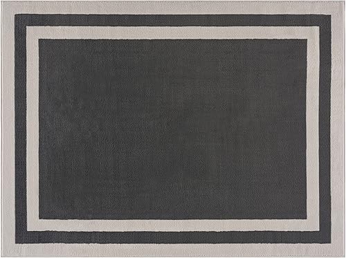 Miniatura 2 de CAMILSON Alfombra gris oscuro de 2 x 3 pies, diseño de bordes para entrada, alfombras de entrada de sala de estar, alfombra de interior gris oscuro