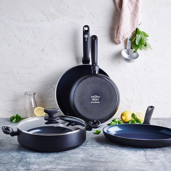 GreenPan Torino healthy, non-stick coated ceramic frying pan, 24cm, RUST-free, induction, oven resistant up to 160°C, dishwasher safe, black