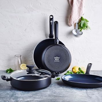 GreenPan Torino healthy, non-stick coated ceramic frying pan, 24cm, RUST-free, induction, oven resistant up to 160°C, dishwasher safe, black