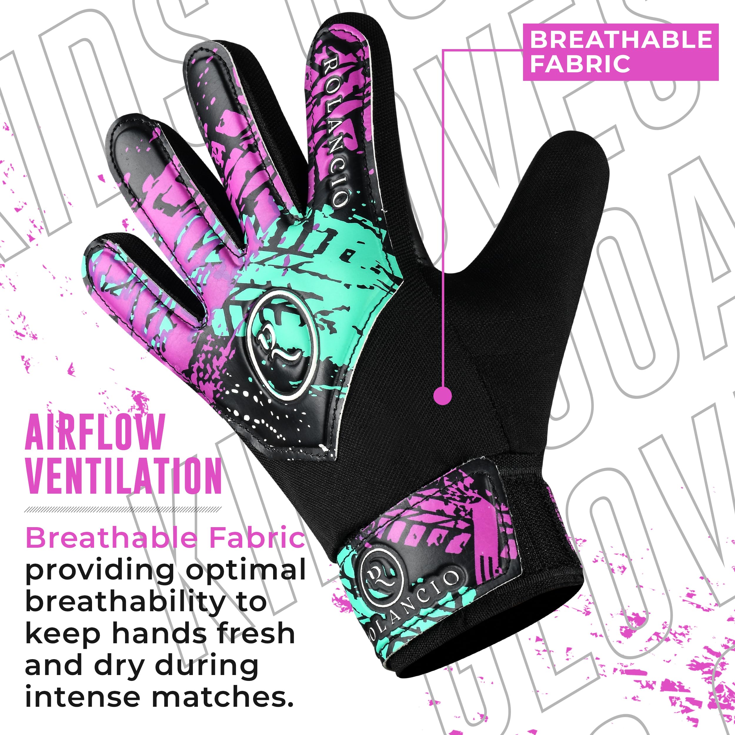 ROLANCIO Goalkeeper Gloves, Black, 03 - Image 2