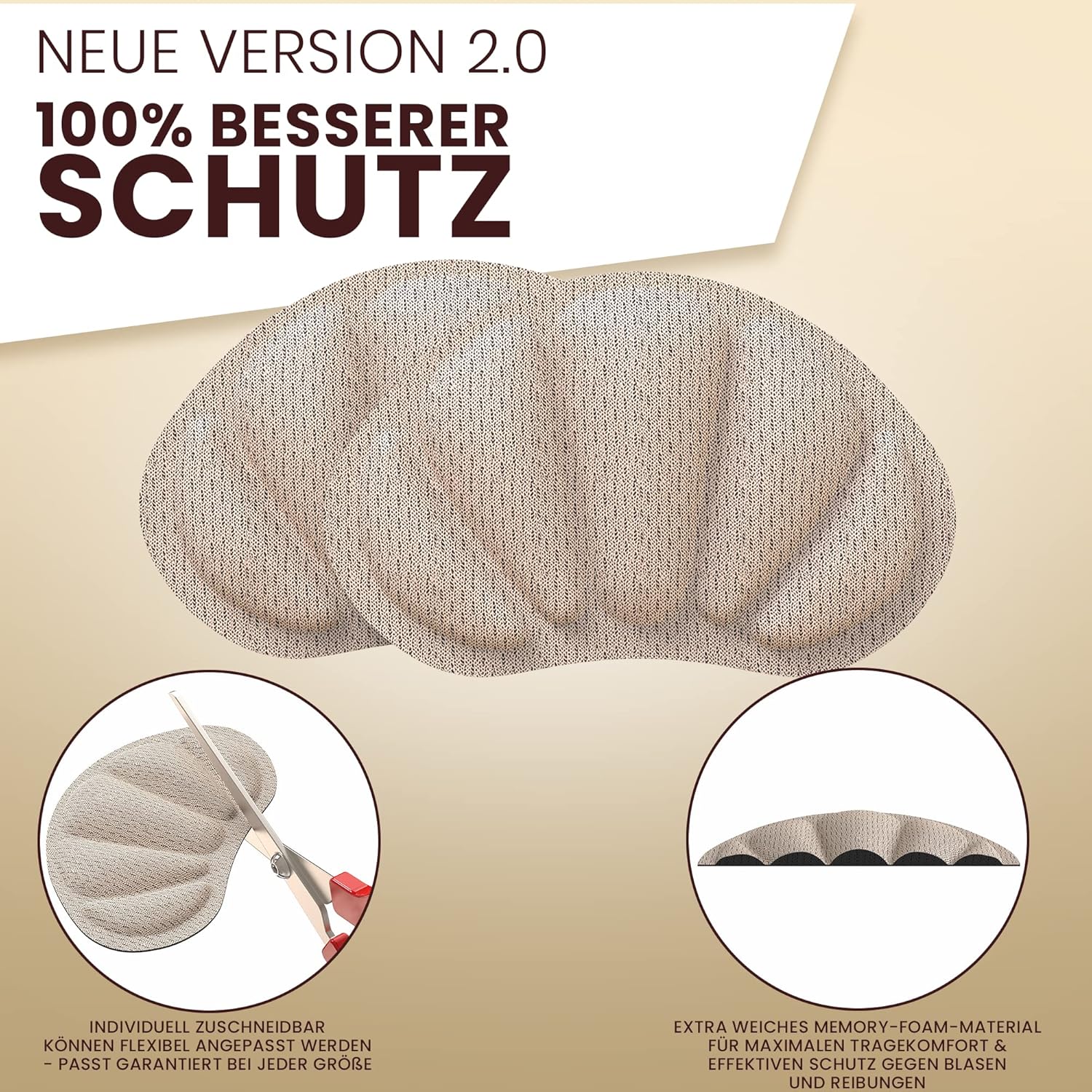 FERSENFREUND® Fersenpolster – 6er-Set - Fersenschutz & Anti-Rutsch-Einlagen für bequemen Halt in Schuhen & Stiefeln