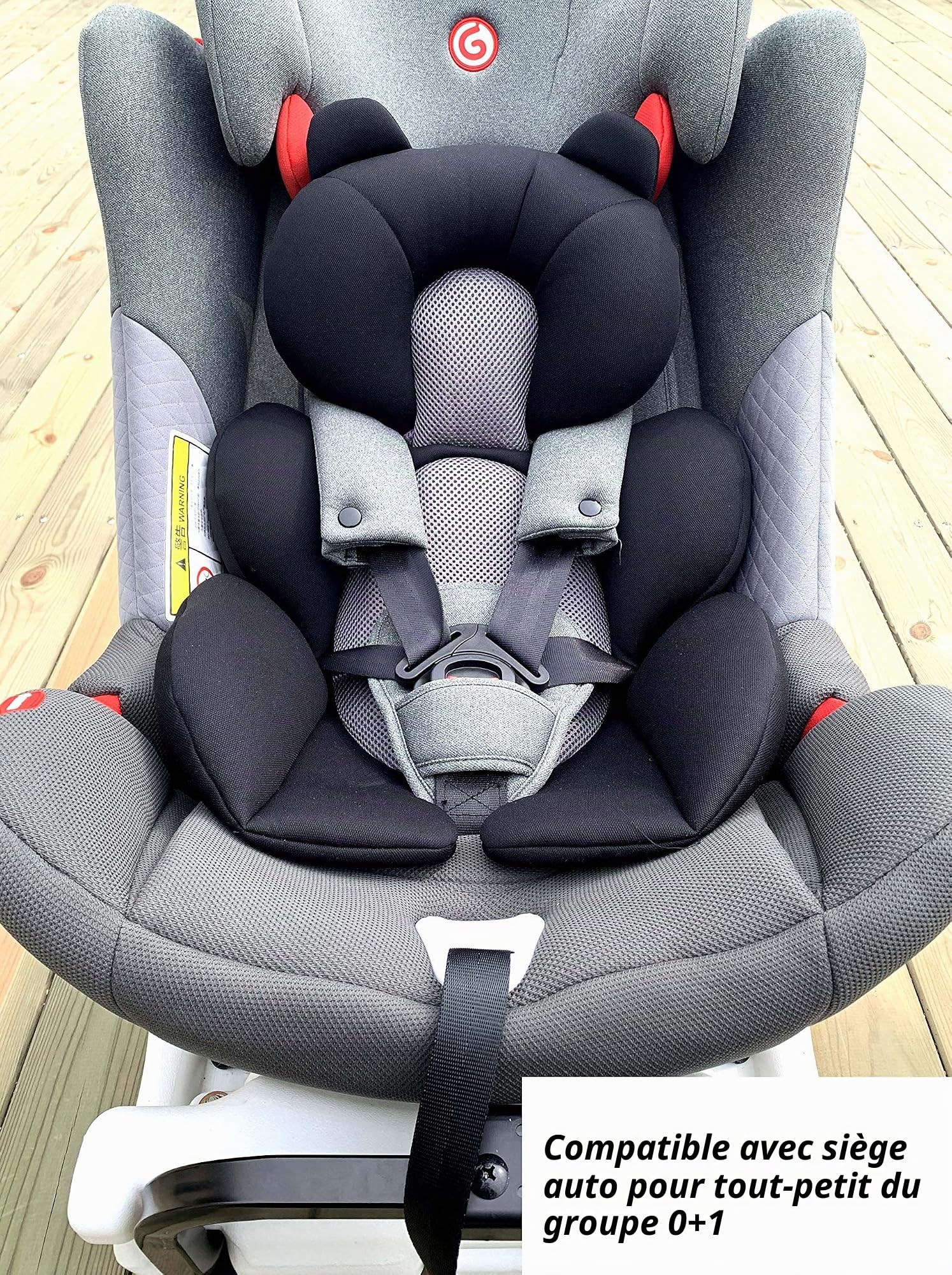 GanEn Coussin pour bébé - Coussin confortable pour poussette, siège auto, chaise haute - Noir